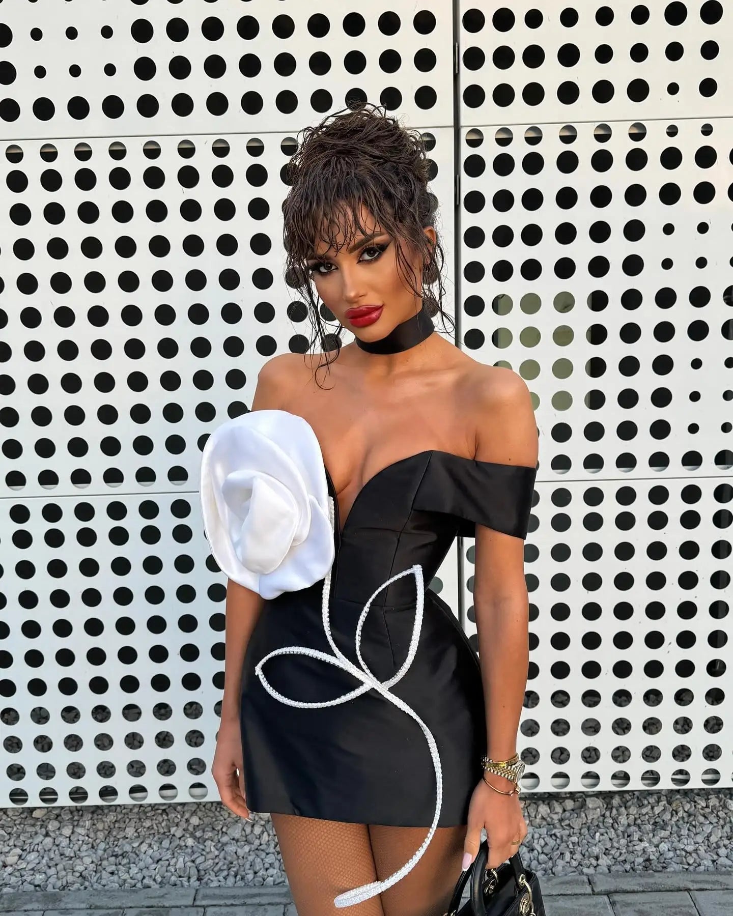 New Arrival Women Sexy Off the Shoulder Big Florals Bodycon Mini Bandage Dress Celebrity Fashion Evening Party Red Carpet Dress