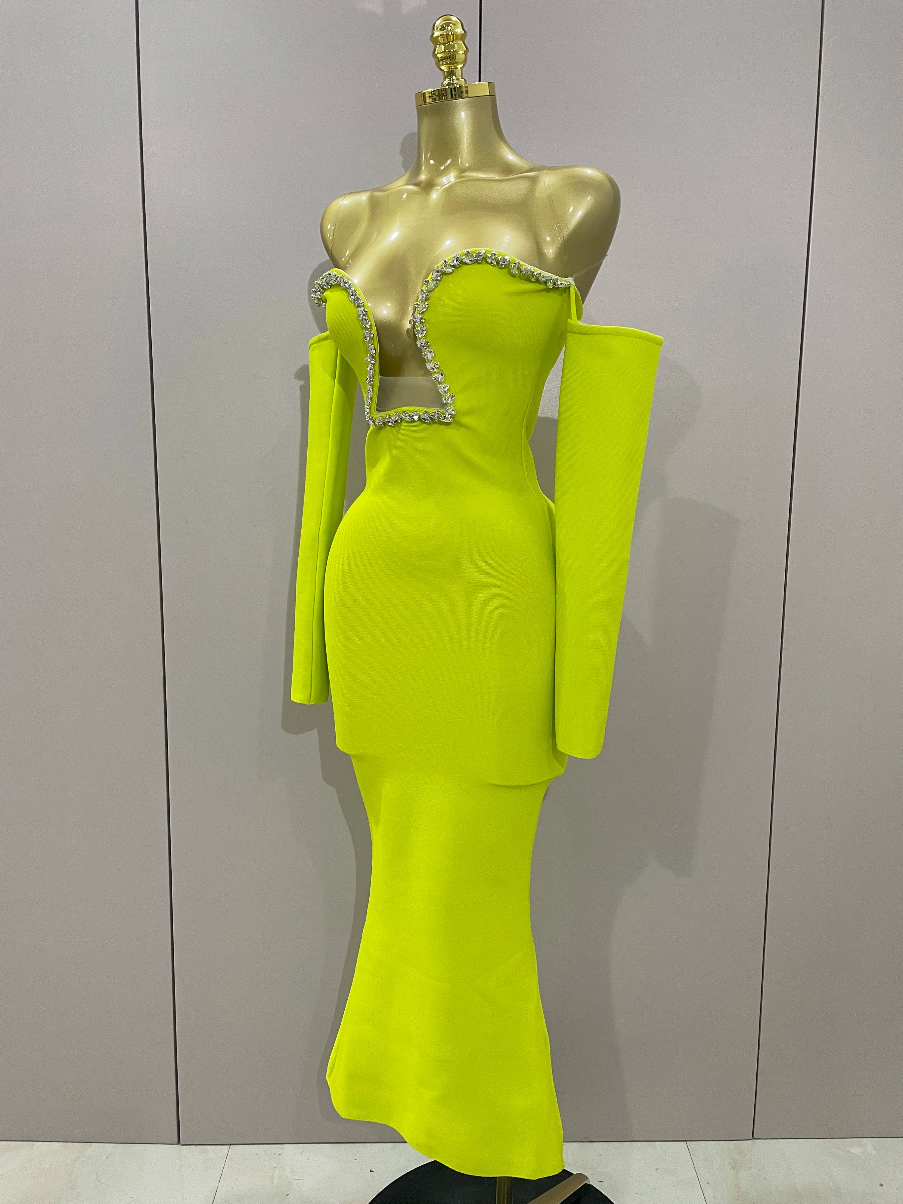 Sexy Off Shoulder Luxury Diamonds Long Bodycon Bandage Dress 2025Women Celebrity Elegant Prom Gown Birthday Club Cocktail Dress