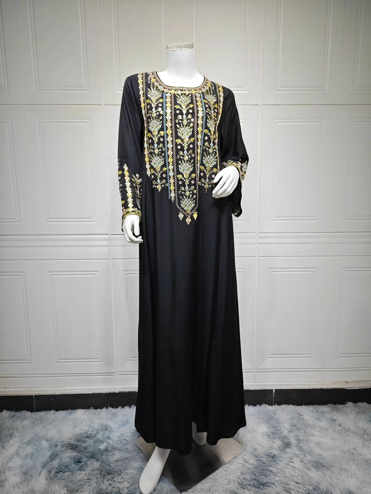 Uni Luxury Woman Evening Dress Dubai Kaftans Floral Embroidery Maxi Abaya Muslim Elegant Women Evening Dresses