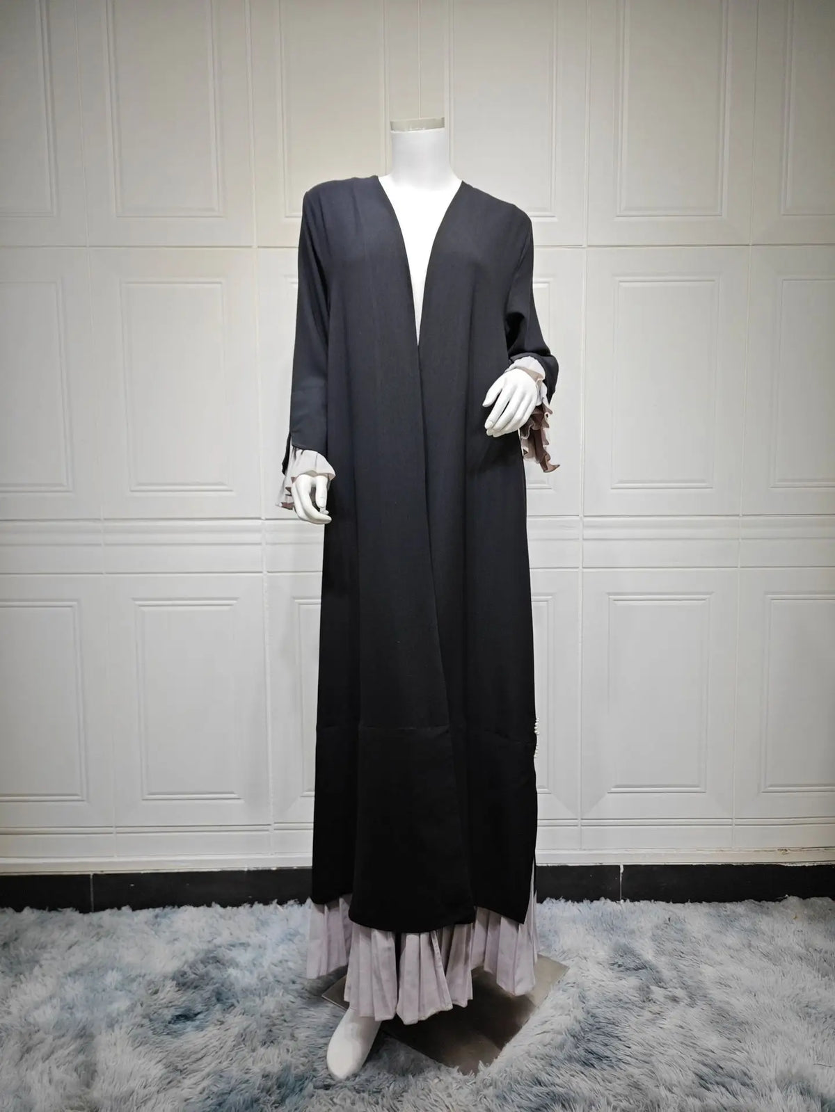 Uni Dubai Luxury Women Open Abayas Pleated Fabric Patchwork Cardigan Pleated Sleeve Kaftans 2025