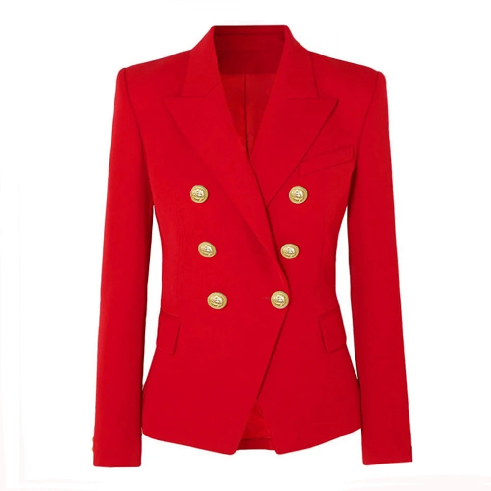 TWOTWINSTYLE Solid Slimming Fashion Blazer for Women Lapel Long Sleeves Patchwork Double Breasted Elegant Coat Female Clothing