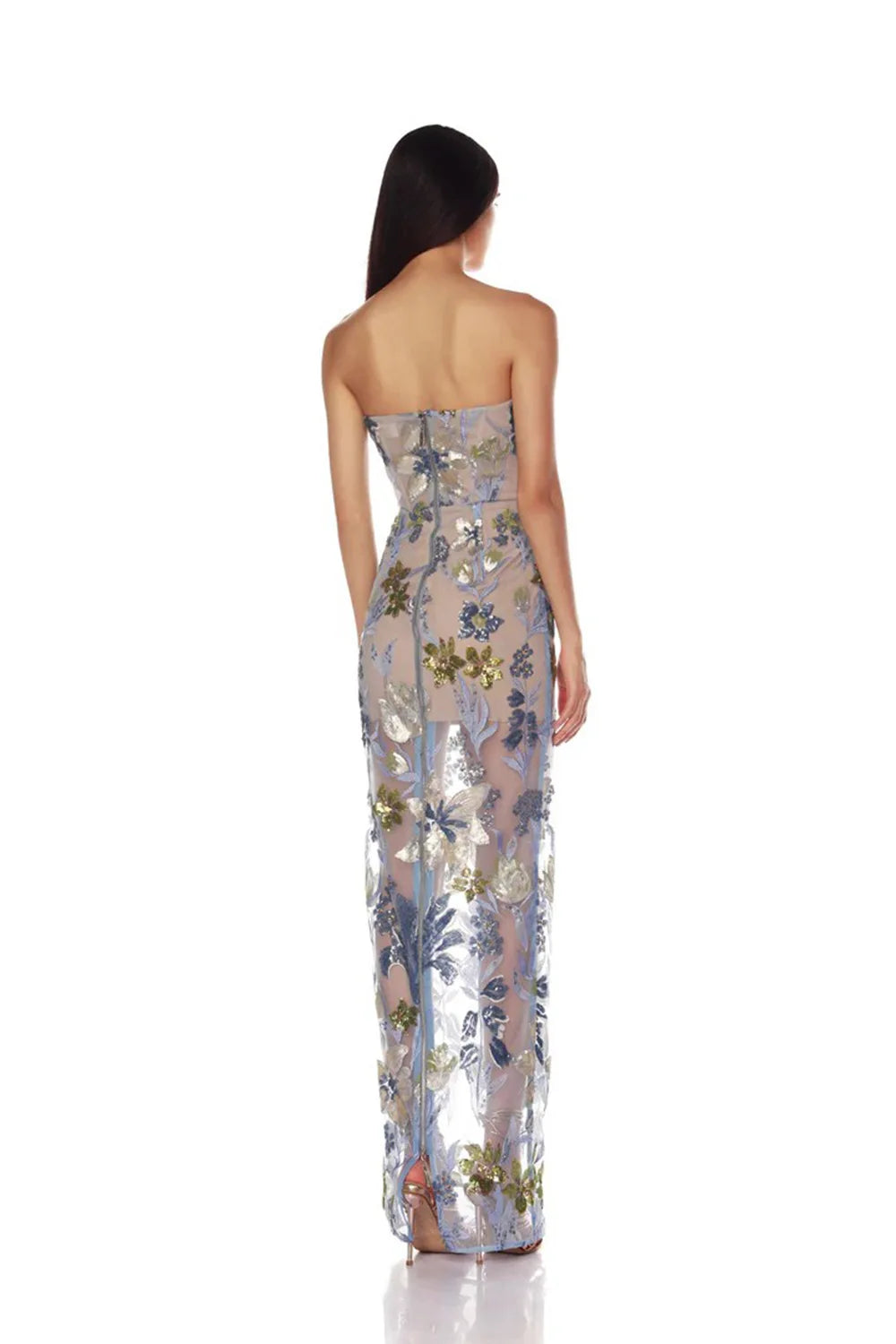 2025 New Fashion Women Sexy Strapless Embroidery Bodycon Long Dress Fashion Celebrate Evening Party Birthday Outfit