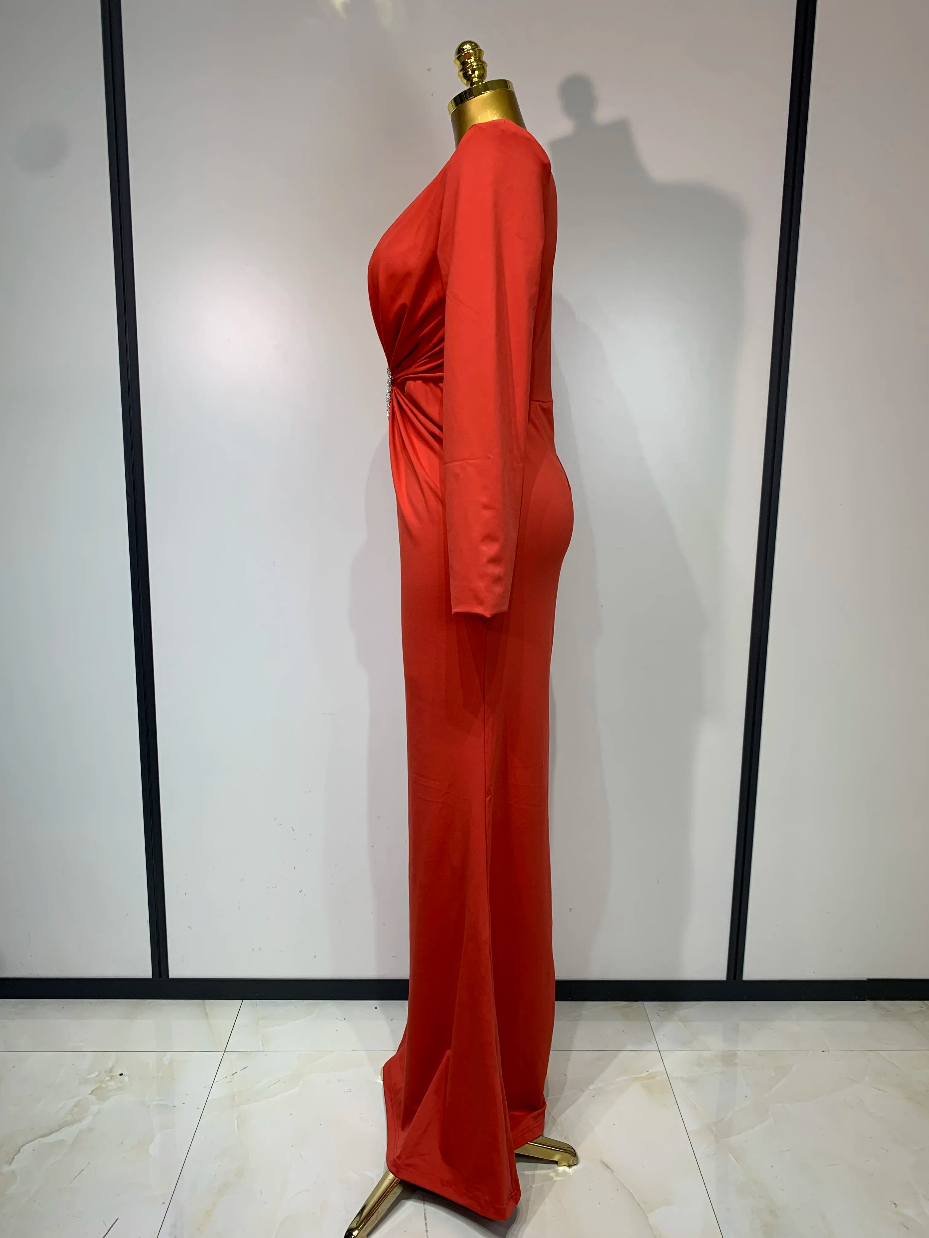 Women Sexy Deep V Neck Long Sleeves Maxi Dresses Celebrity Elegant Evening Party Luxury Birthday Wedding Guest Cocktail Gowns