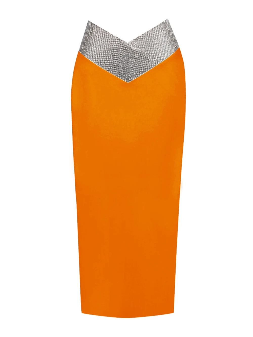 Women Crystal Diamonds White Black Bodycon Midi Bandage Skirt Designer High Waist Party Club Pencil Skirt 77cm