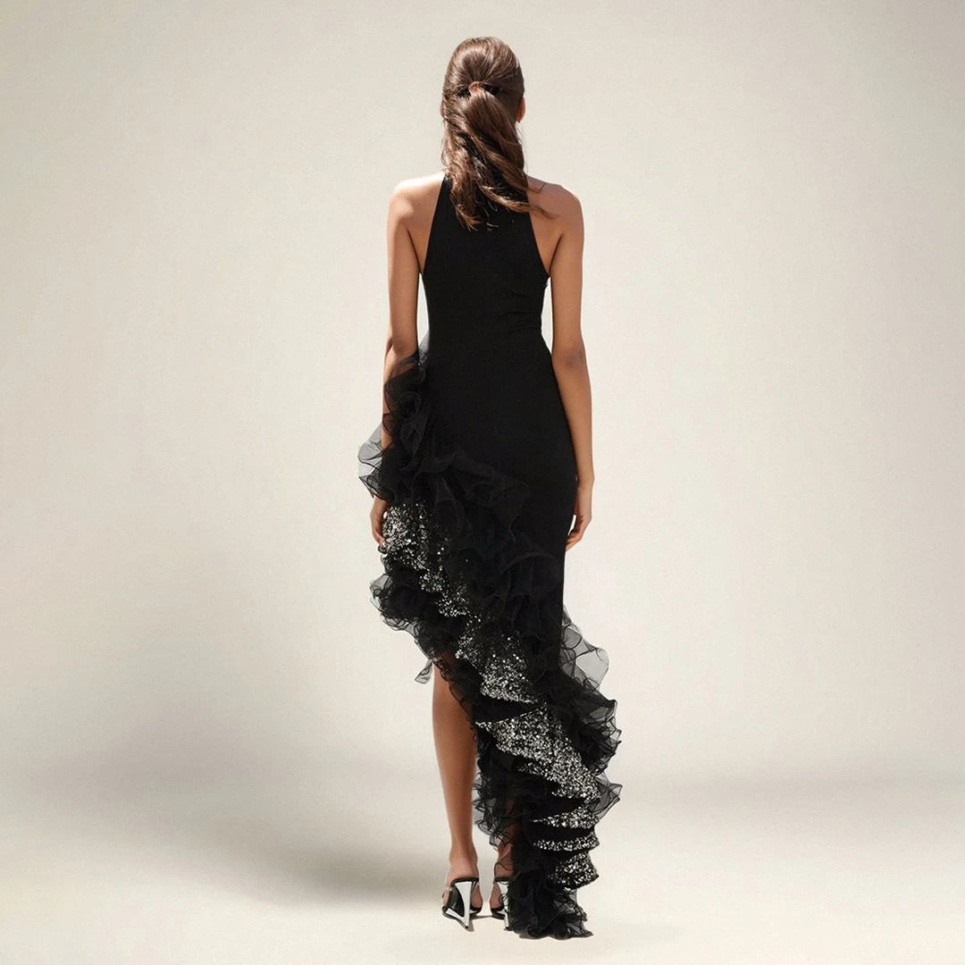 High Quality Women Sexy Off the Shoulder Bodycon Long Bandage Ruffles Dress Celebrate Evening Party Birthday Outfit
