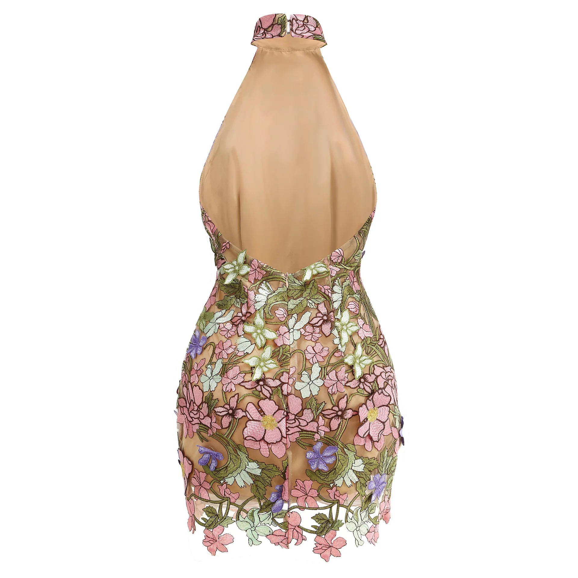 2025 New Arrival Women Sexy Halter Backless Embroidery  Bodycon Mini Dress Celebrate Birthday Party Girls' Vacation Dress