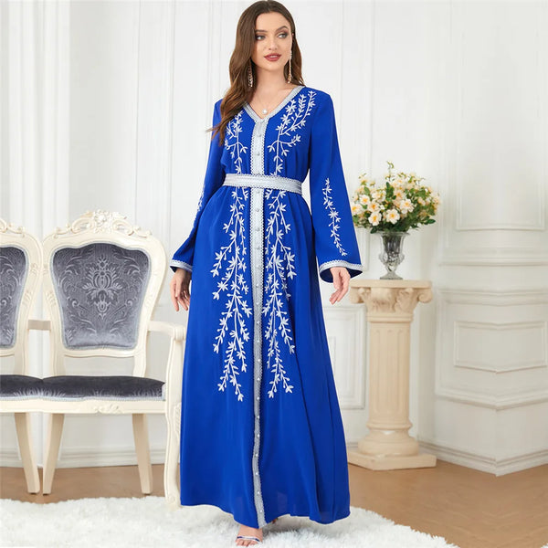 Eid Mubarak Muslim Embroidery Abayas For Women Maxi Dress Turkey Arabic Islam Moroccan Evening Party Jalabiya Caftan Gown Kaftan