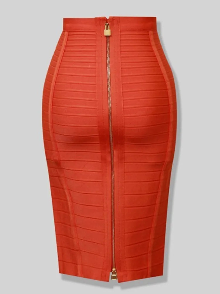 Shipping Plus Size XL XXL Summer Fashion Sexy Zipper Bandage Skirt 2022 Designer A Line Bodycon Pencil Skirt Faldas 58cm