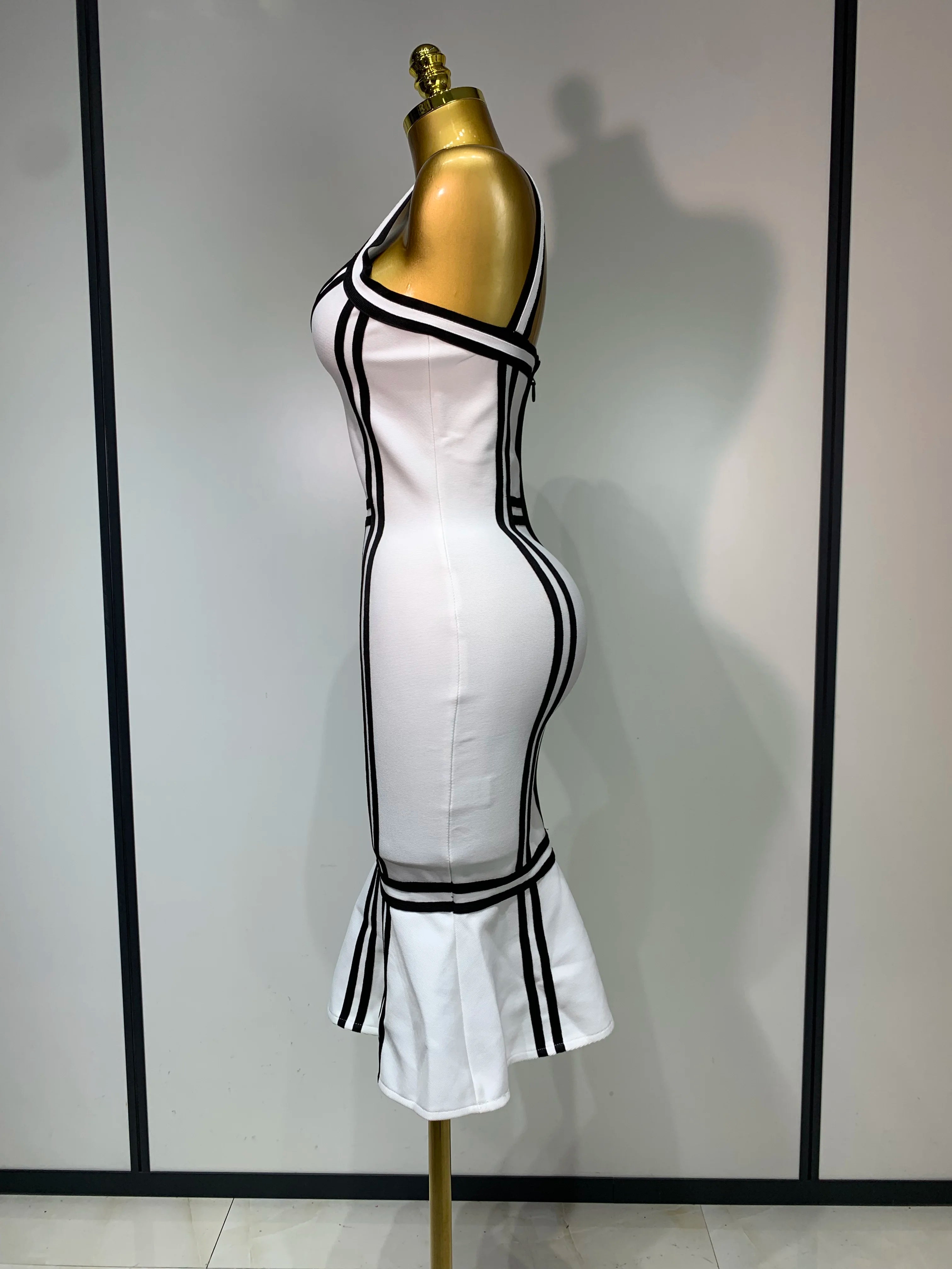 Women Sexy Backless Ruffled Edge Bodycon Bandage Dress 2025 Celebrity Elegant Evening Party Luxury Birthday Club Dress