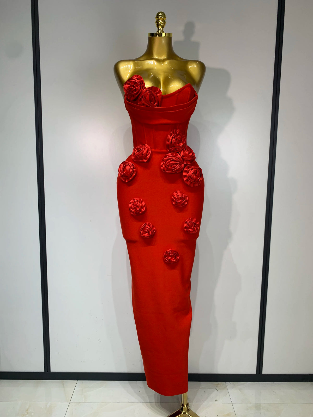 Women Sexy Strapless Florals Strapless Bodycon Bandage Dress Celebrity Elegant Festival Celebrate Evening Party Birthday Dresses