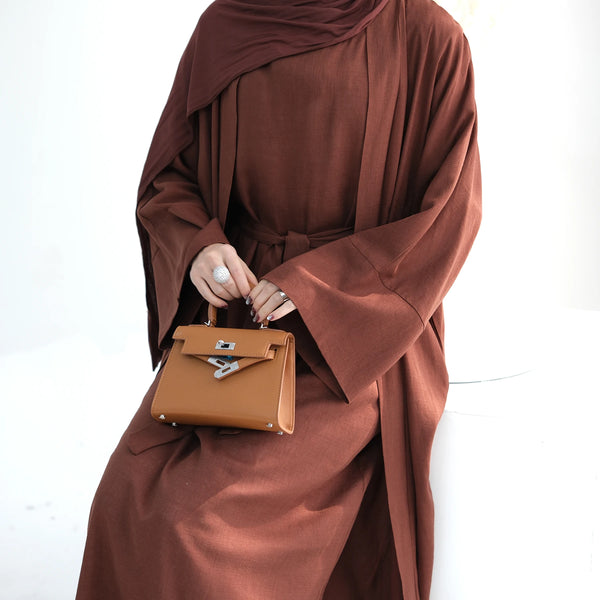 Eid Ramadan Muslim Women Cotton Linen Open Abaya Kimono Long Maxi Dress Turkey Dubai Islamic Arab Robe Cardigan Jalabiya Caftan