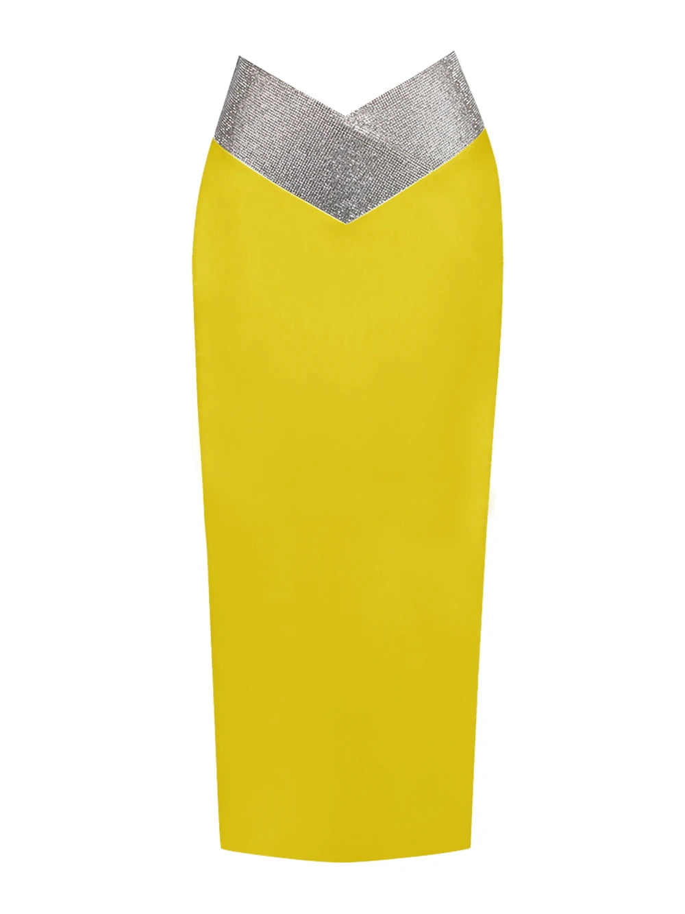 Women Crystal Diamonds White Black Bodycon Midi Bandage Skirt Designer High Waist Party Club Pencil Skirt 77cm