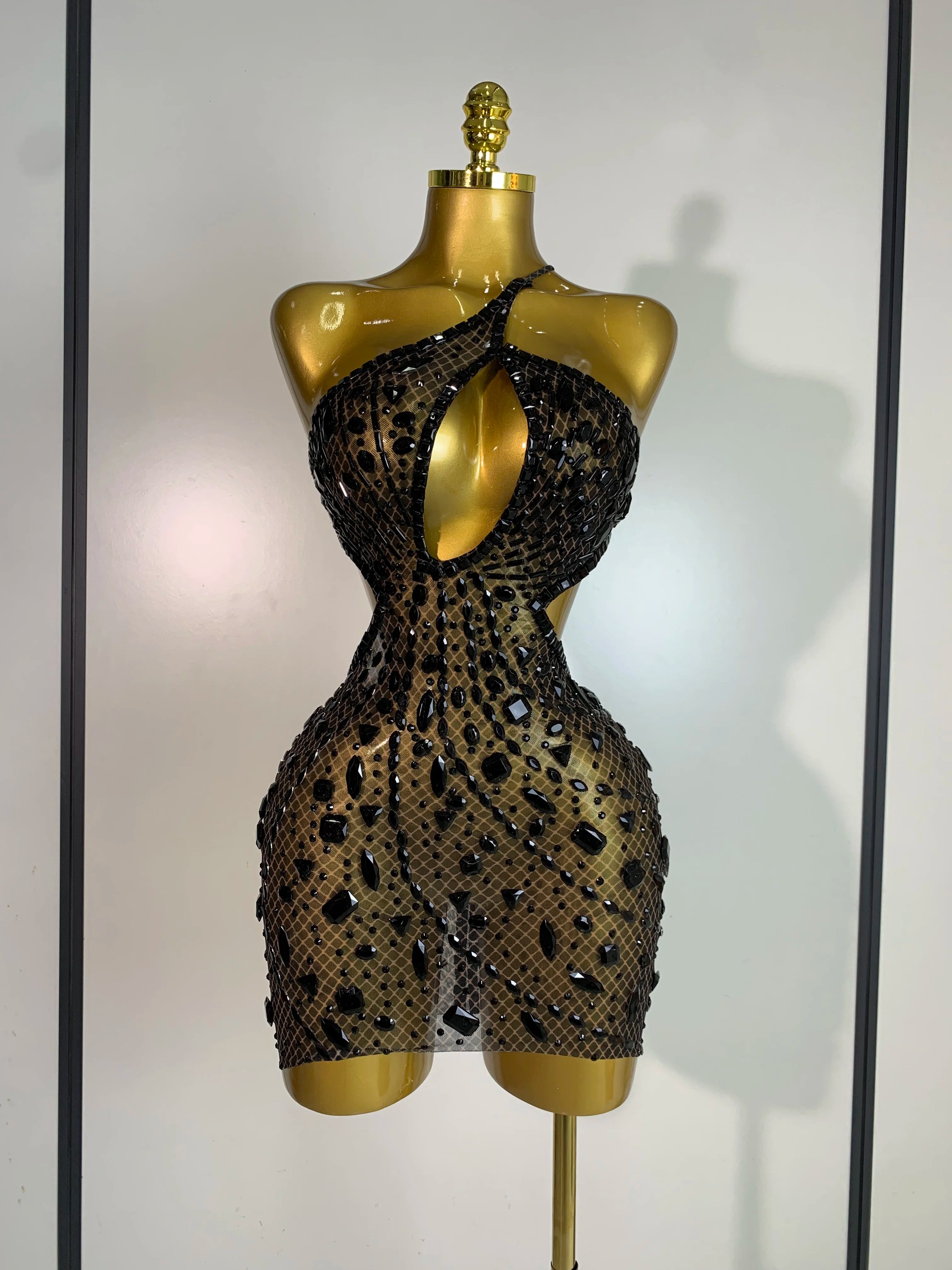 Arrival Women 2025 Sexy Backless Hollow Out Diamond Evening Prom Gown Birthday Luxury Celebrate Stage Nightclub Outfit