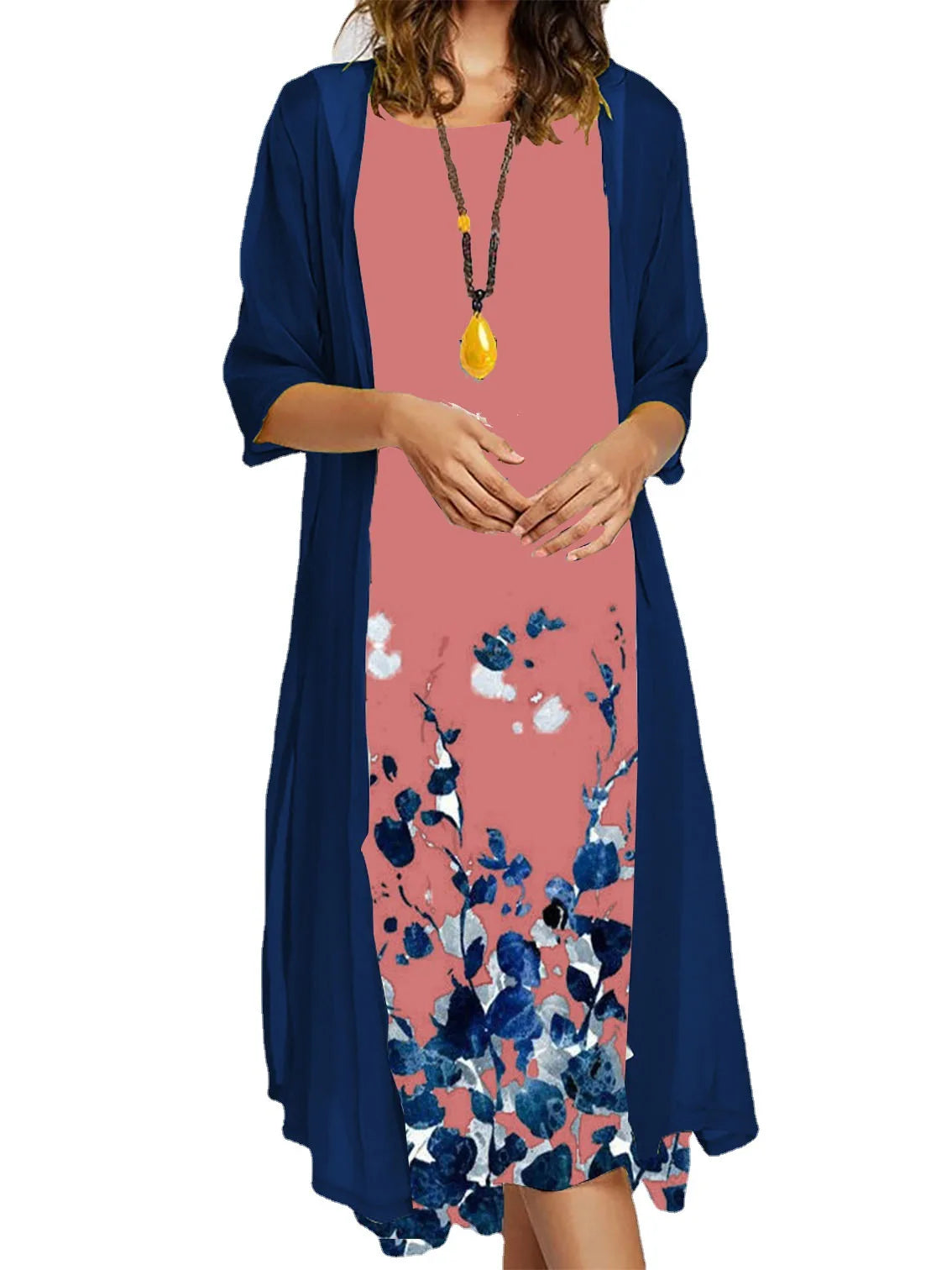 2025 autumn new EU-US cross-border fashion casual printed vest and dress 2-piece set
