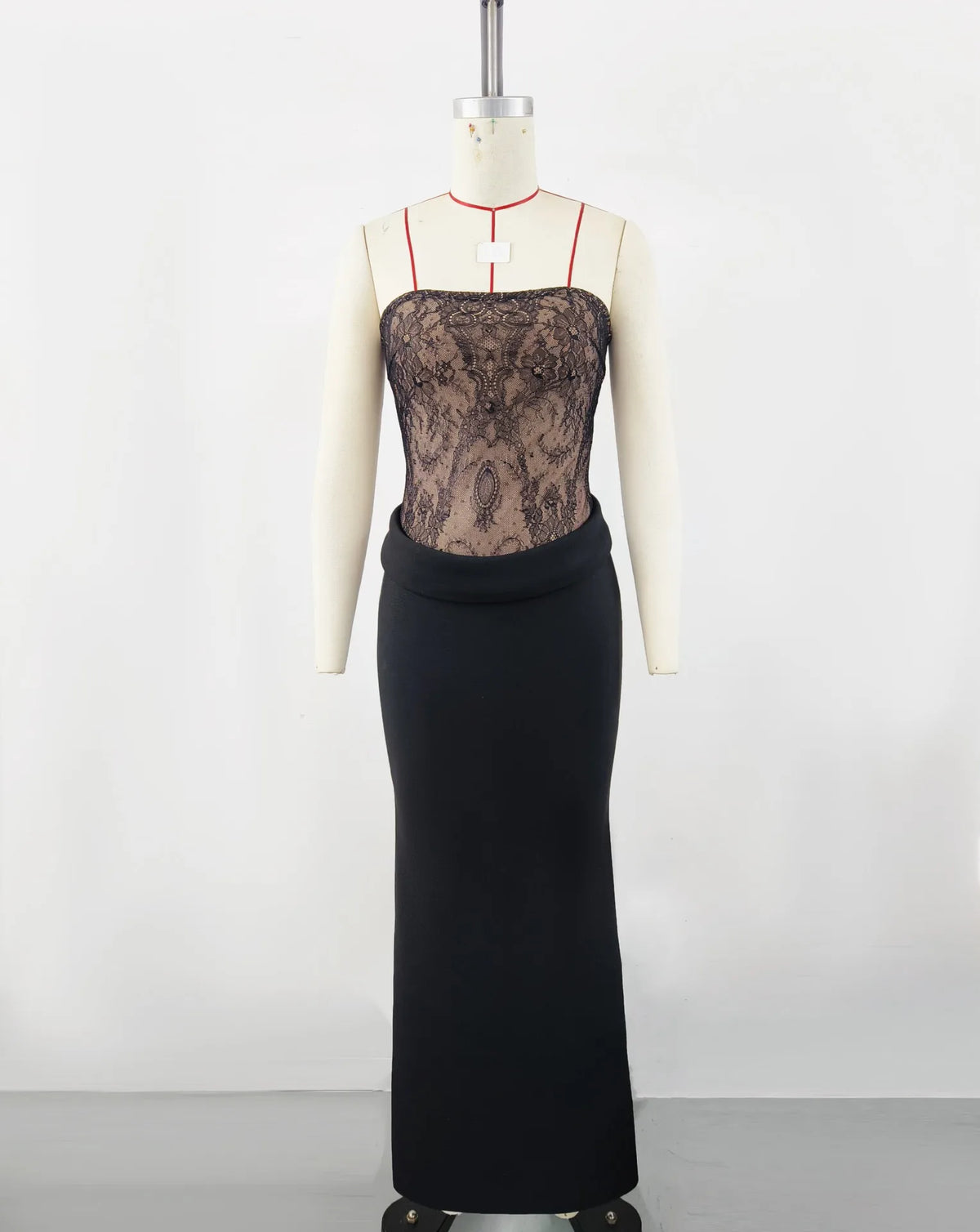 Black Color Women Sexy Lace Strapless Long Bandage Dress Celebrate Fashion Nightclub Party Birthday Outfit 2025 New Style