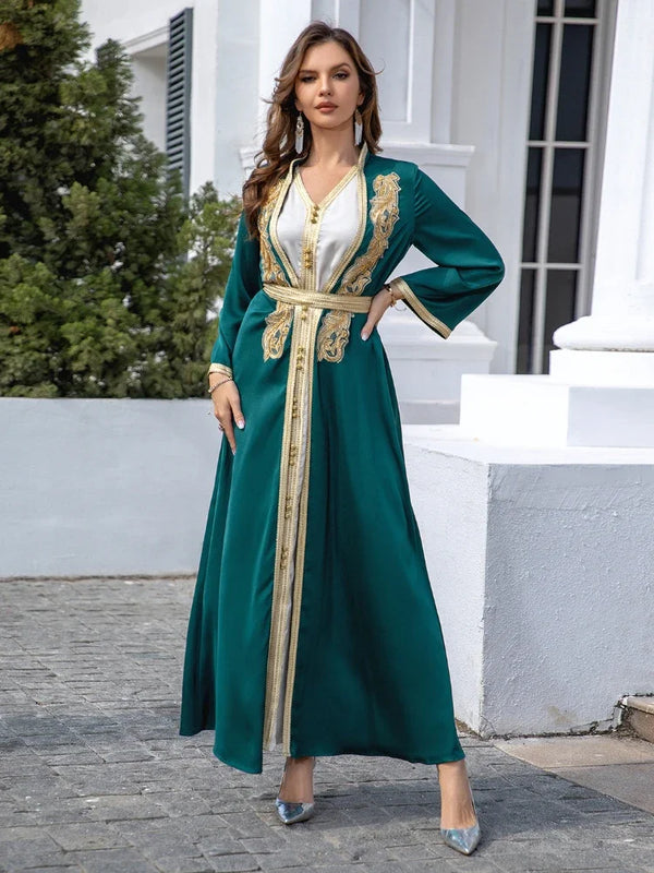 Eid Muslim Party Dress for Women Jalabiya Abaya 2 Piece Set Ramadan Long Dresses Abayas Woman Beading Robe Caftan Vestidos