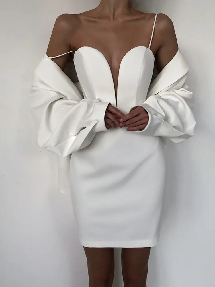 Women Summer Sexy Sleeveless Backless V Neck White Black Mesh Mini Bodycon Bandage Dress Elegant Evening Club Party Dress