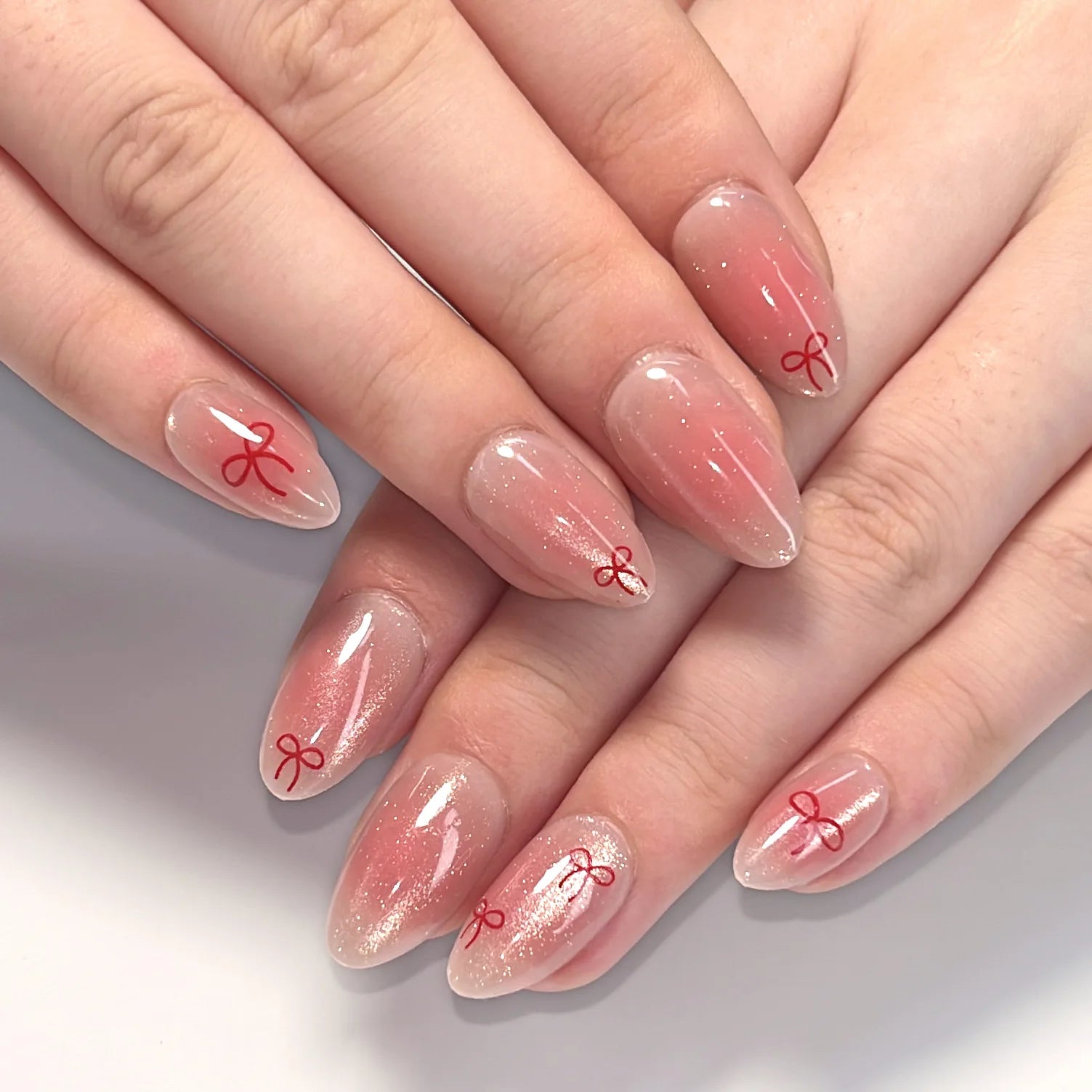 Handmade French Fake Nails Blush Pink Press on Nails 3D Alloy Bowknot Design Star Decor Wearable False Nails for Y2k Girls 24Pcs
