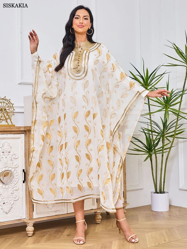 Elegant Floral Embroidery Muslim Undershirt 2 Piece Set Tape Trim Clothing For Women Dubai Abaya Arab Kaftan Robe