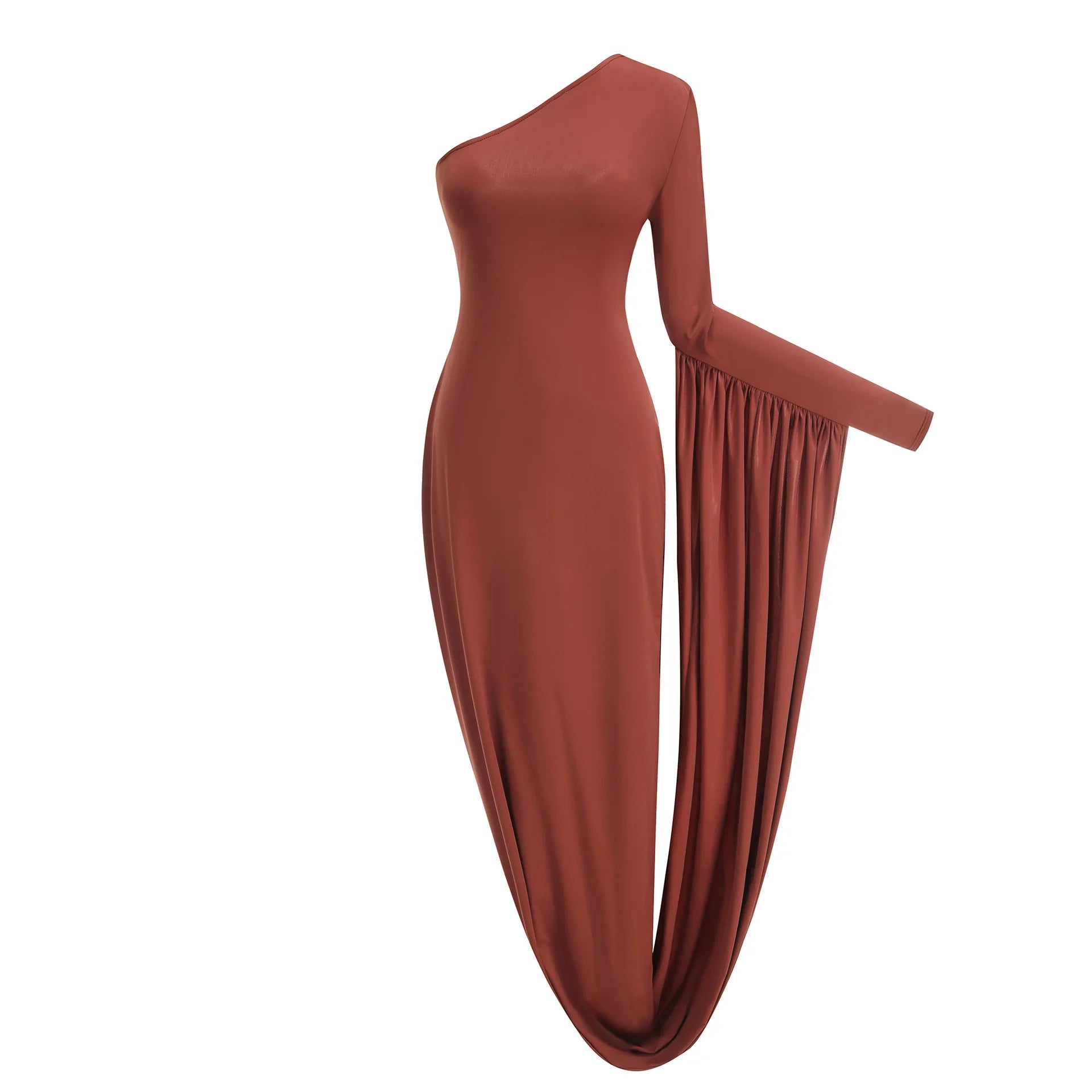 2025 New Sexy Off-shoulder Long Skirt High-end Women's Slim Single-sleeved Dress Celebrate Evening Party Outfit Wholesale