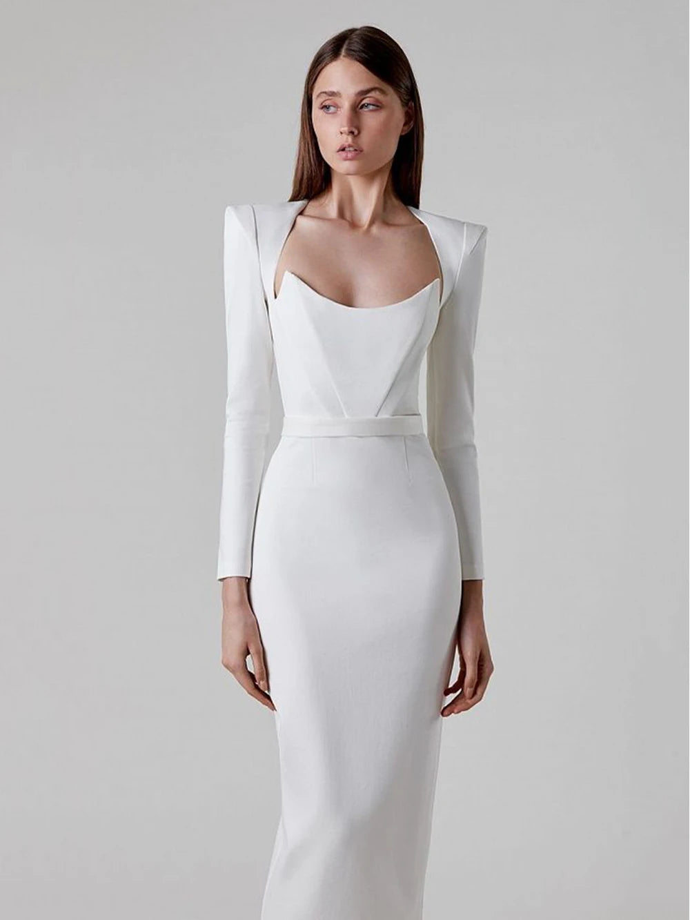 Arrival Women Winter Sexy Long Sleeve V Neck Pink Black White Midi Bandage Dress Elegant Evening Club Party Dress
