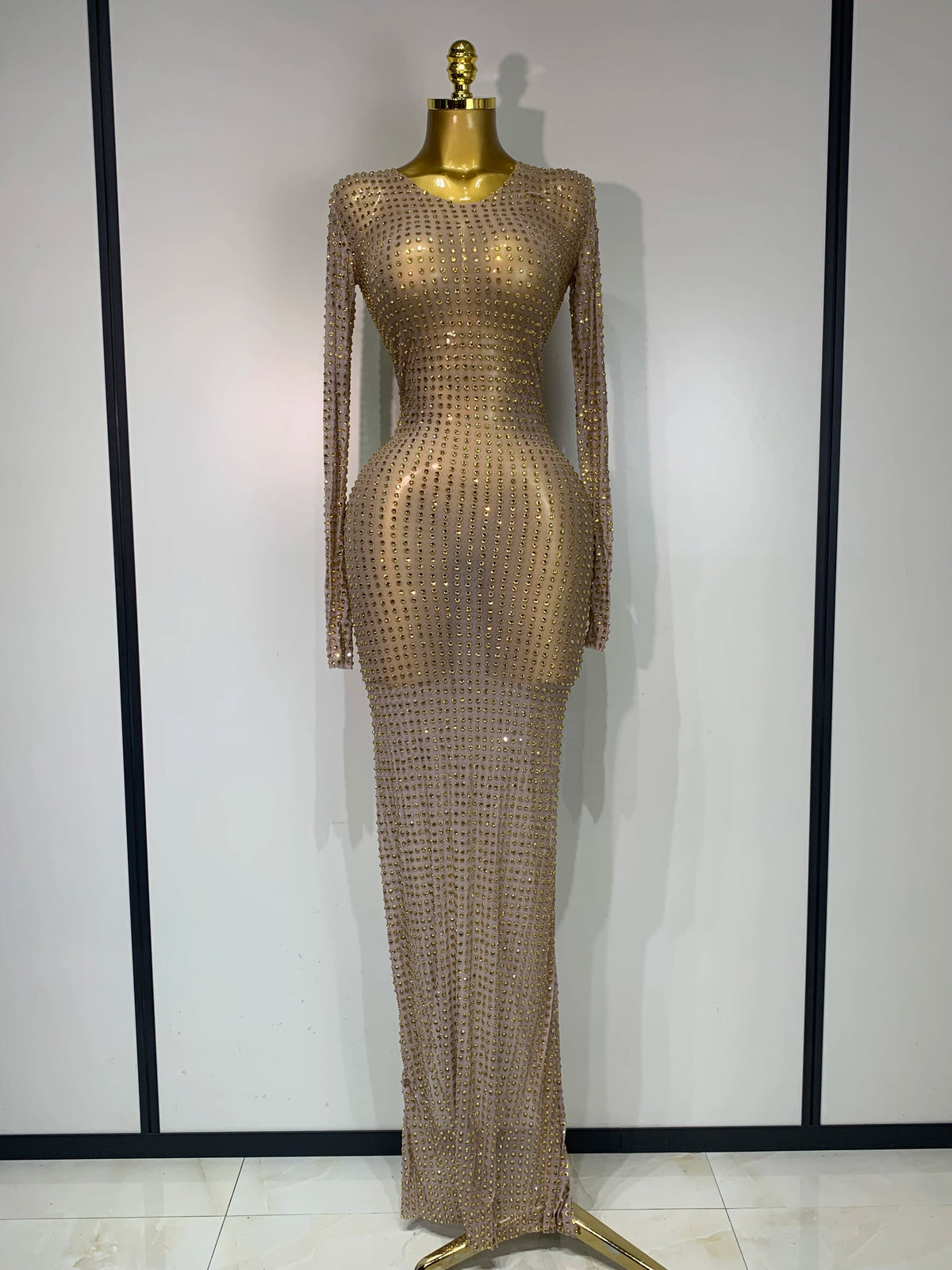 Sparkly Rhinestone Elegant Party Long Dress Celebrity Evening Luxury Birthday Nightclub Prom Gown Singer Dancer Stage Outfit