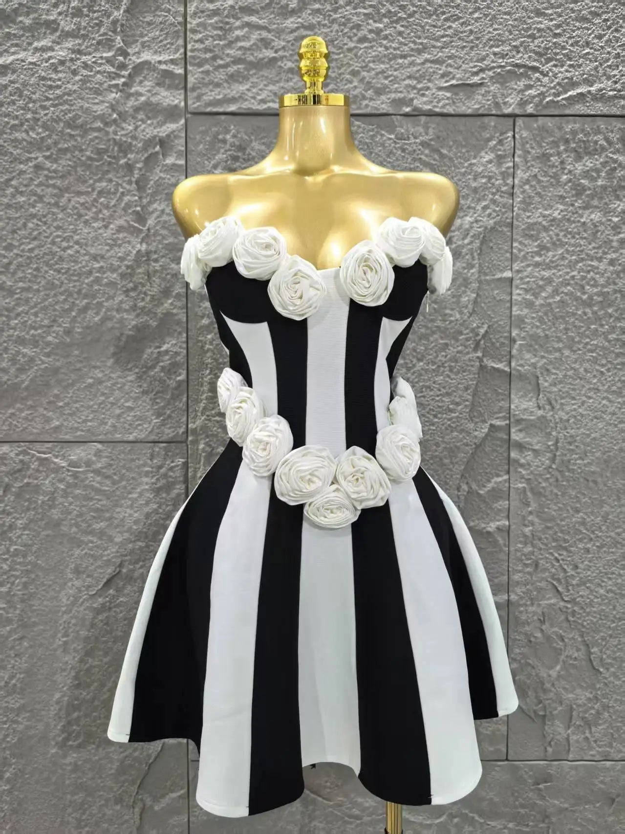 High Quality Women Sexy Strapless Florals Bandage A-Line Mini Dress Celebrate Birthday Party Girls' Date Vacation Dress