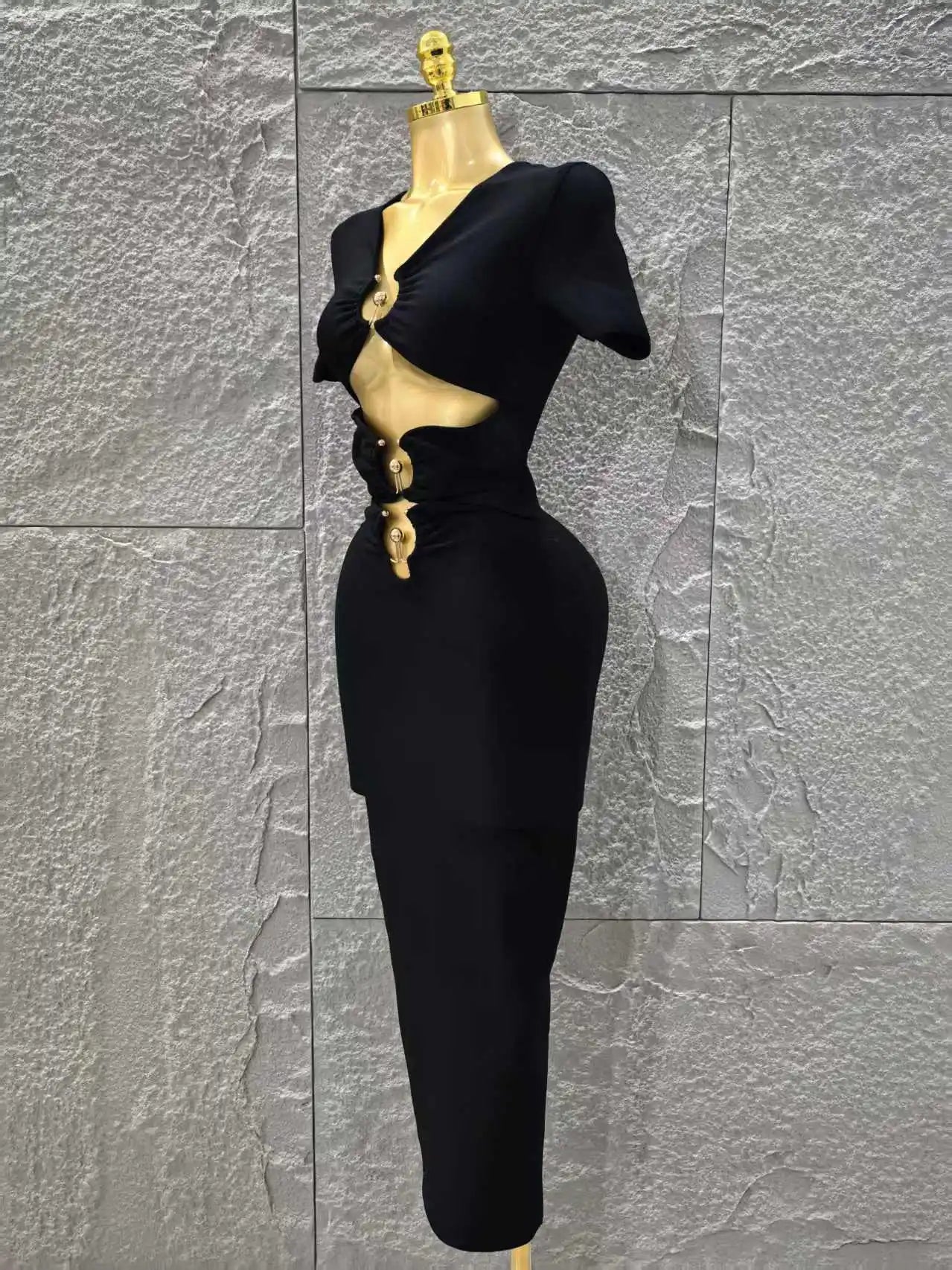 High Quality Women Sexy Short Sleeve Keyholes Bodycon Long Bandage Dress Nightclub Party Birthday Evening Outfit Vestido