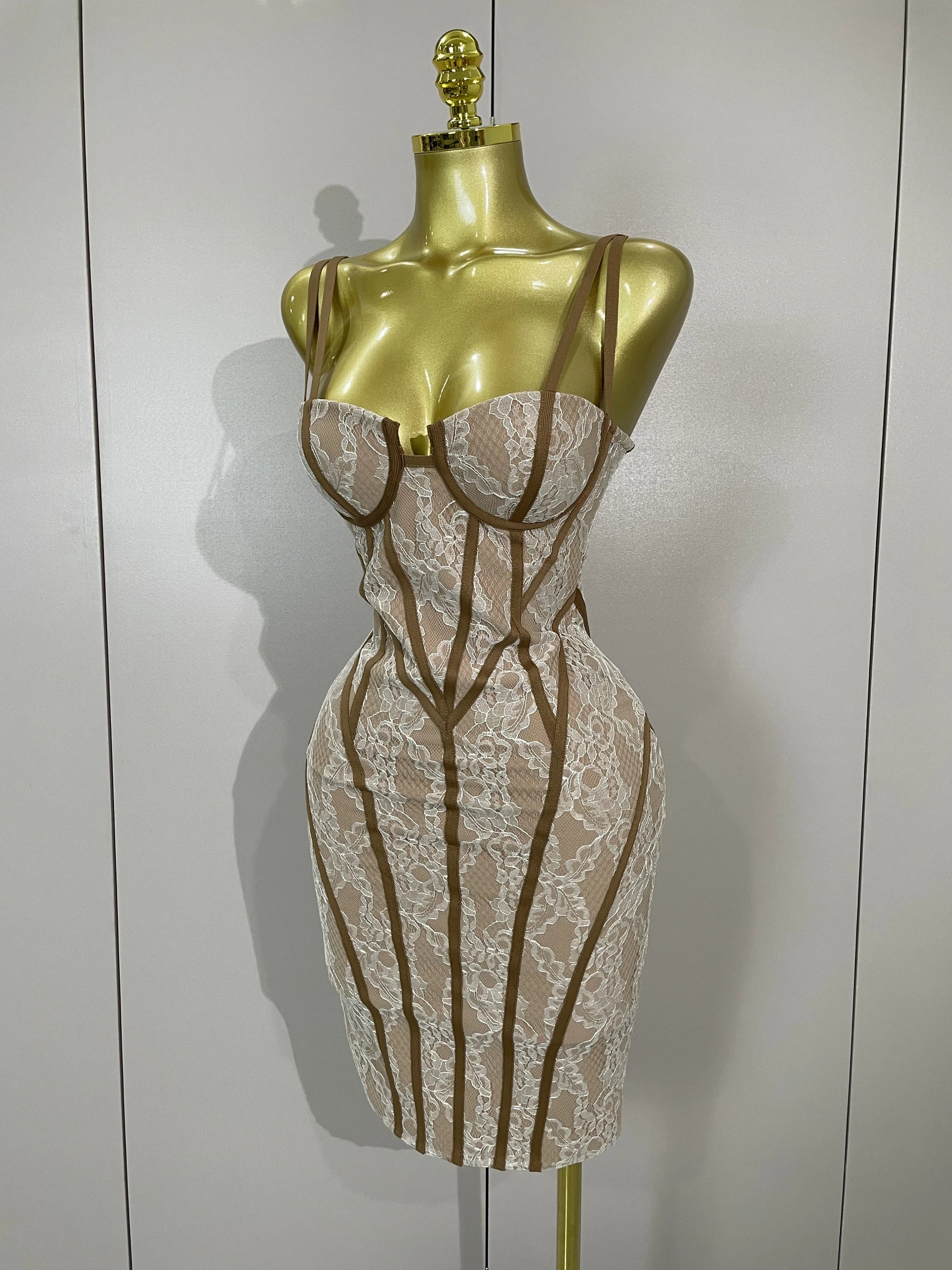 2025 New Women's Party Dress Original Design Camisole Lace Backless Evening Party Birthday Gowns Night Club Show Wear Vestido