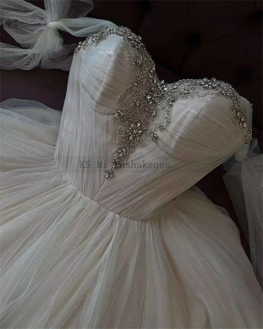 Chic Crystal Wedding Dress off Shoulder Beads Vintage Wedding Gowns Luxury Boho Bride Dresses Floor Length Corset Back