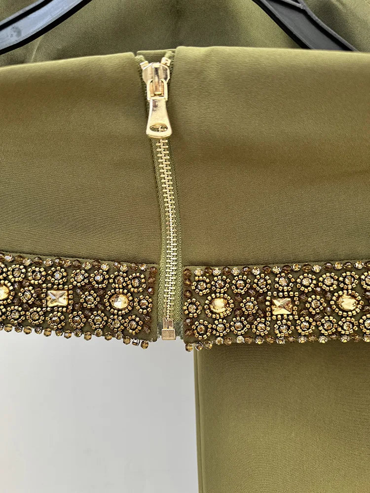 2025 New Spring Women Sexy Beading Tank Tops High Split Bodycon Long Skirts Set Elegant Evening Party Birthday Dress Vestido