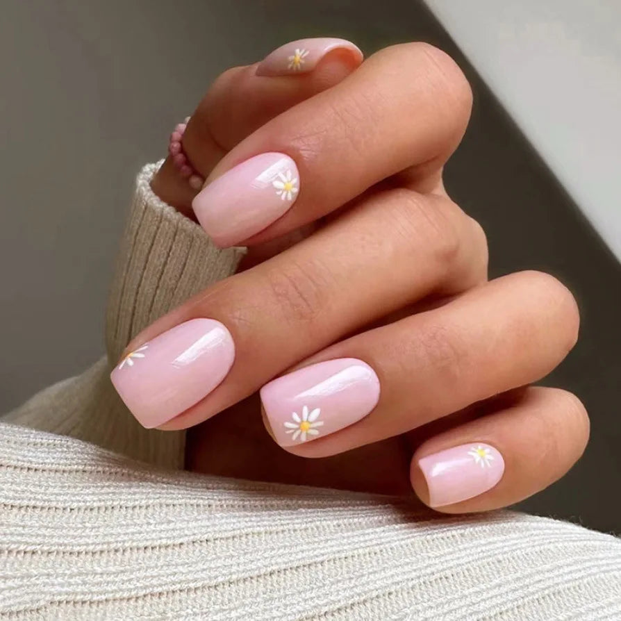 24Pcs Minimalist Short Square False Nail Solid White Color Press on Nails Wearable Reusable Fake Nails Tips for Women Girls 2025
