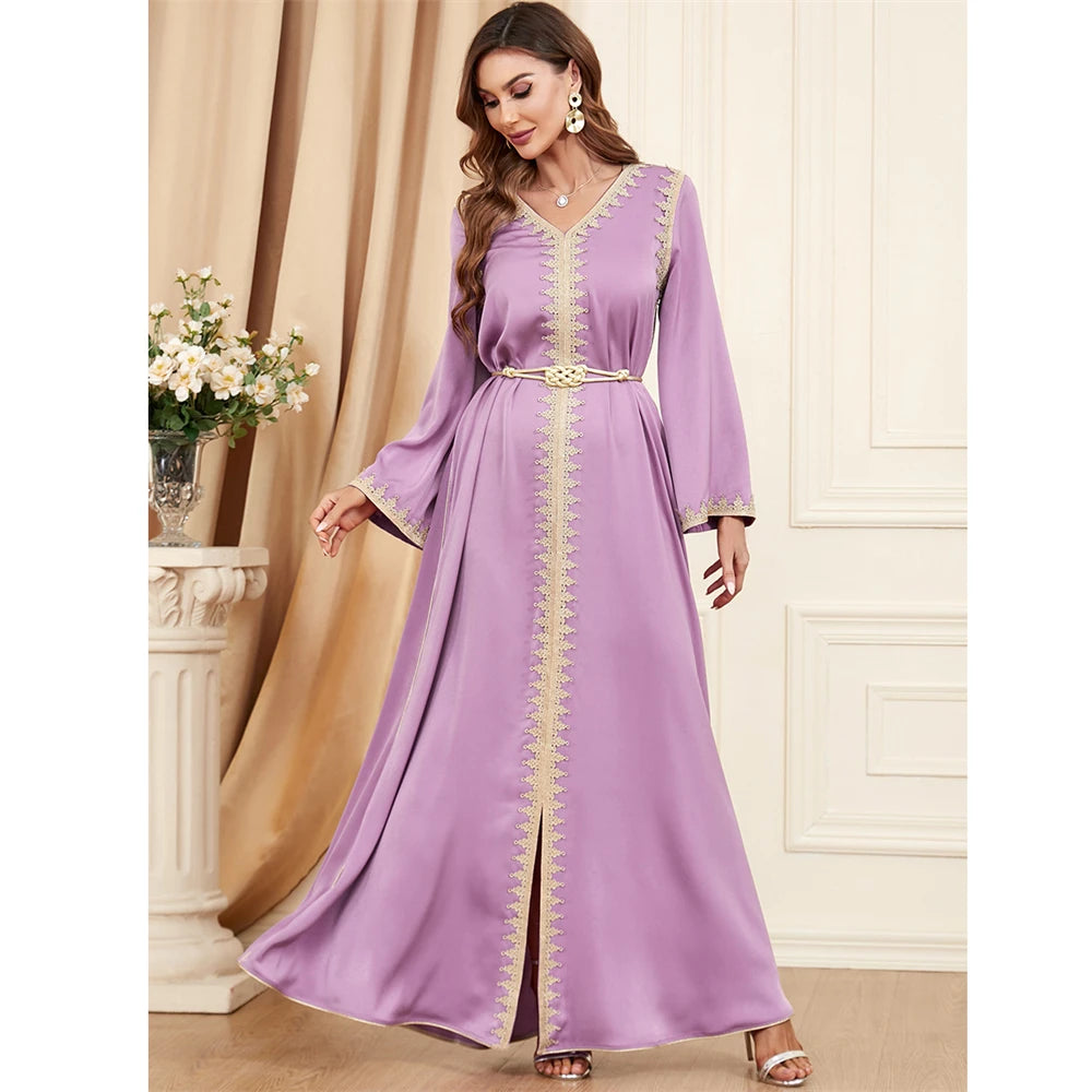 2024 Autunno Abaya per donne eleganti Golfo musulmano Jalabiya Scissione Hem Maxi Dress Turchia Eid Party Kaftan Marocco Vestido Dubai Capo