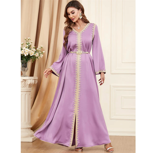2024 Autumn Abaya for Elegant Women Muslim Gulf Jalabiya Split Hem Maxi Dress Turkey Eid Party Kaftan Morocco Vestido Dubai Gown