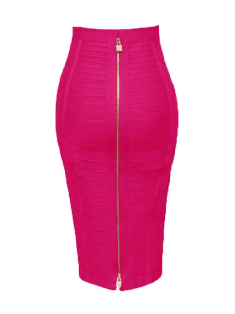 Shipping Plus Size XL XXL Summer Fashion Sexy Zipper Bandage Skirt 2022 Designer A Line Bodycon Pencil Skirt Faldas 58cm