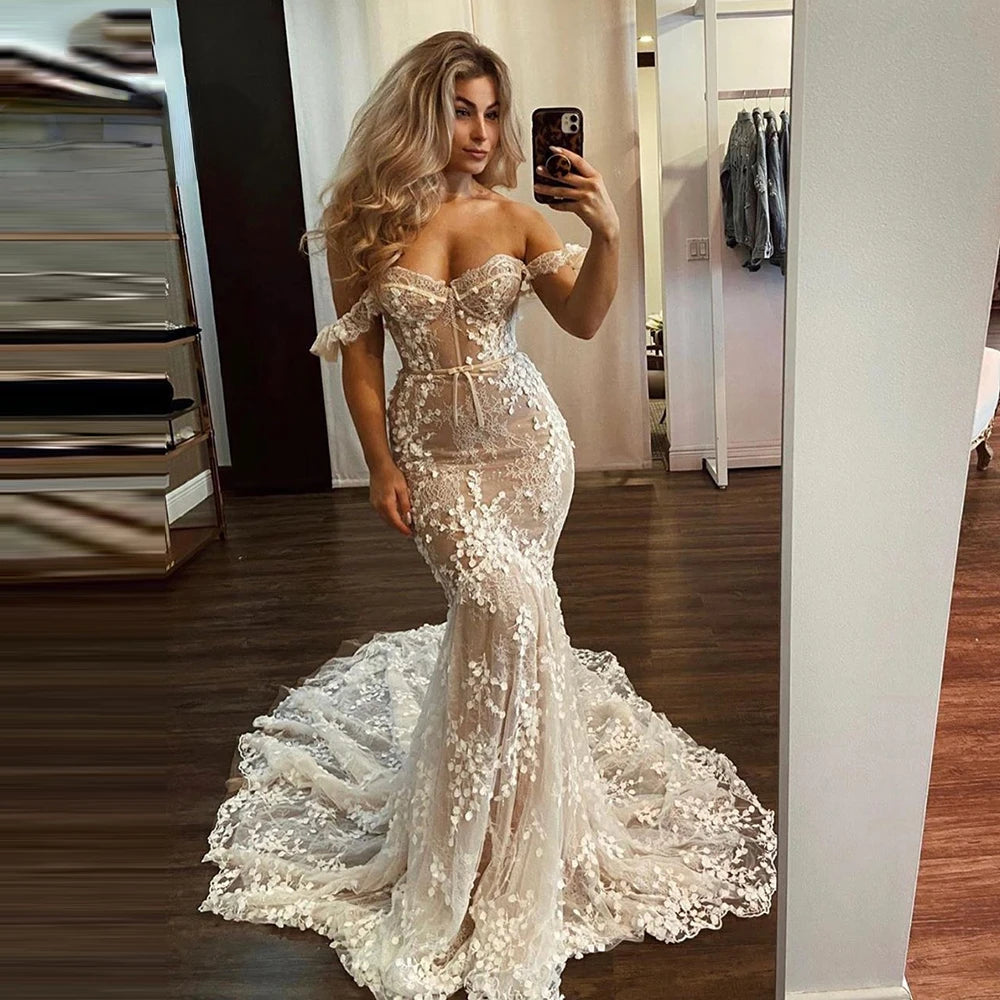 Sexy Mermaid Wedding Dress With Embroidered Lace On Net Boat Neck Vintage Sleeveless Backless Bridal Gown Vestidos De Novia