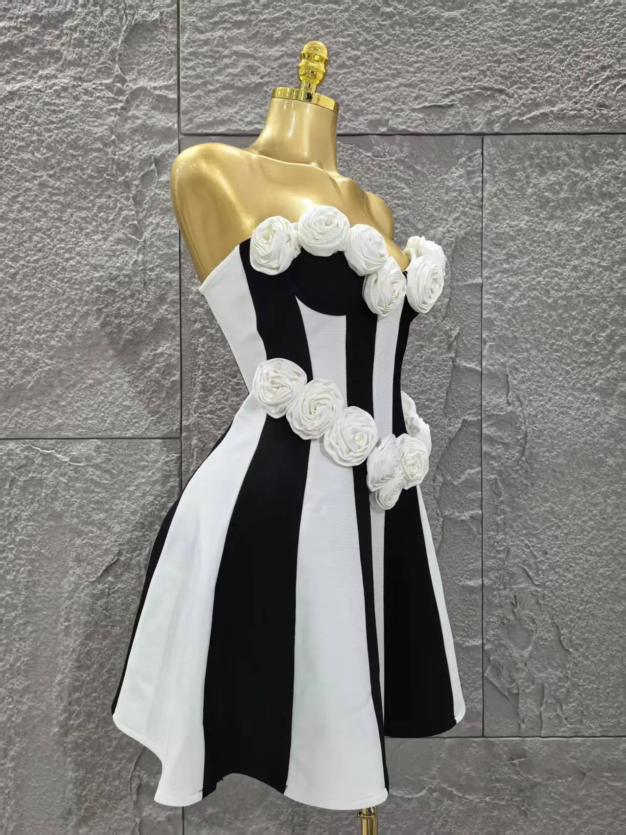 High Quality Women Sexy Strapless Florals Bandage A-Line Mini Dress Celebrate Birthday Party Girls' Date Vacation Dress
