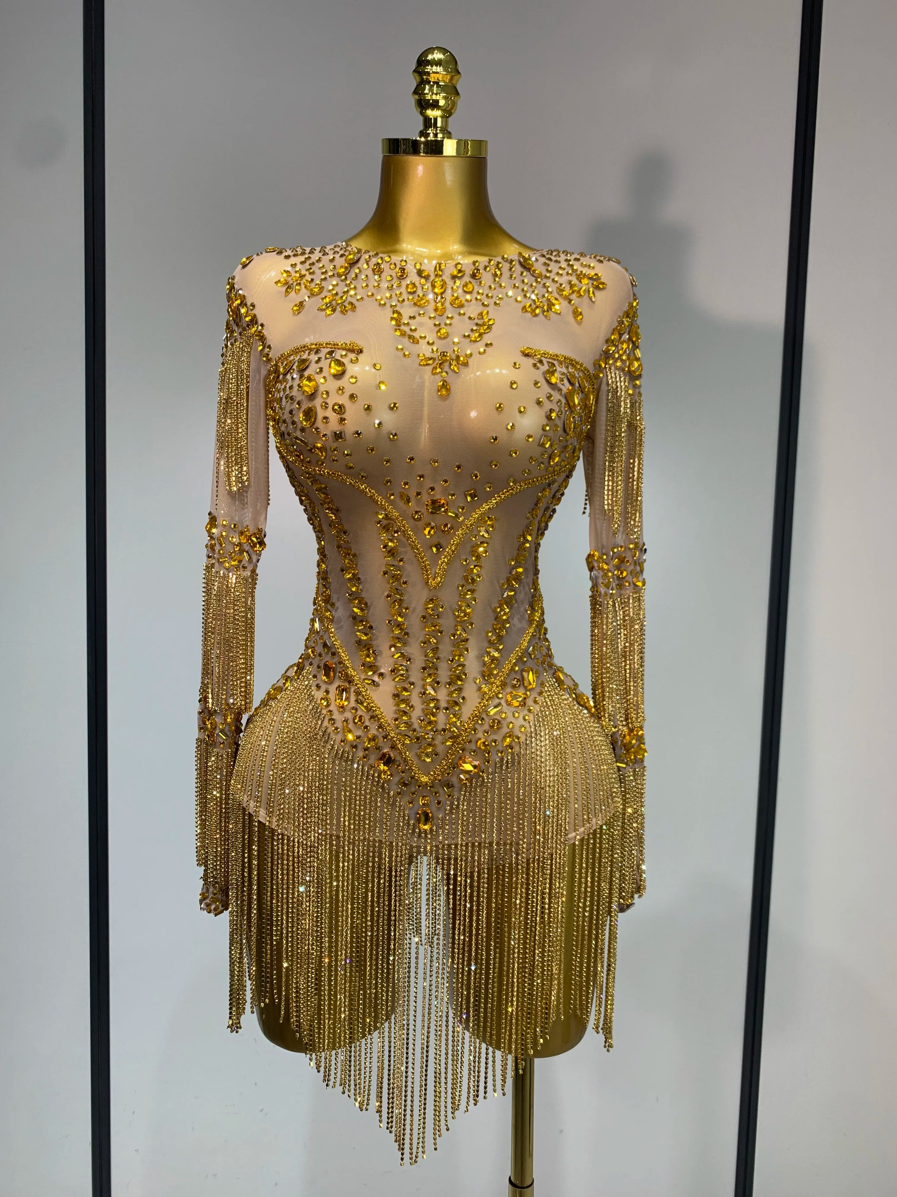 Women Sexy Mesh See Through Performance Dance Nightclub Rompers Singer Stage Outfit Sparkly Rhinestone Bodysuit Birthday Wear