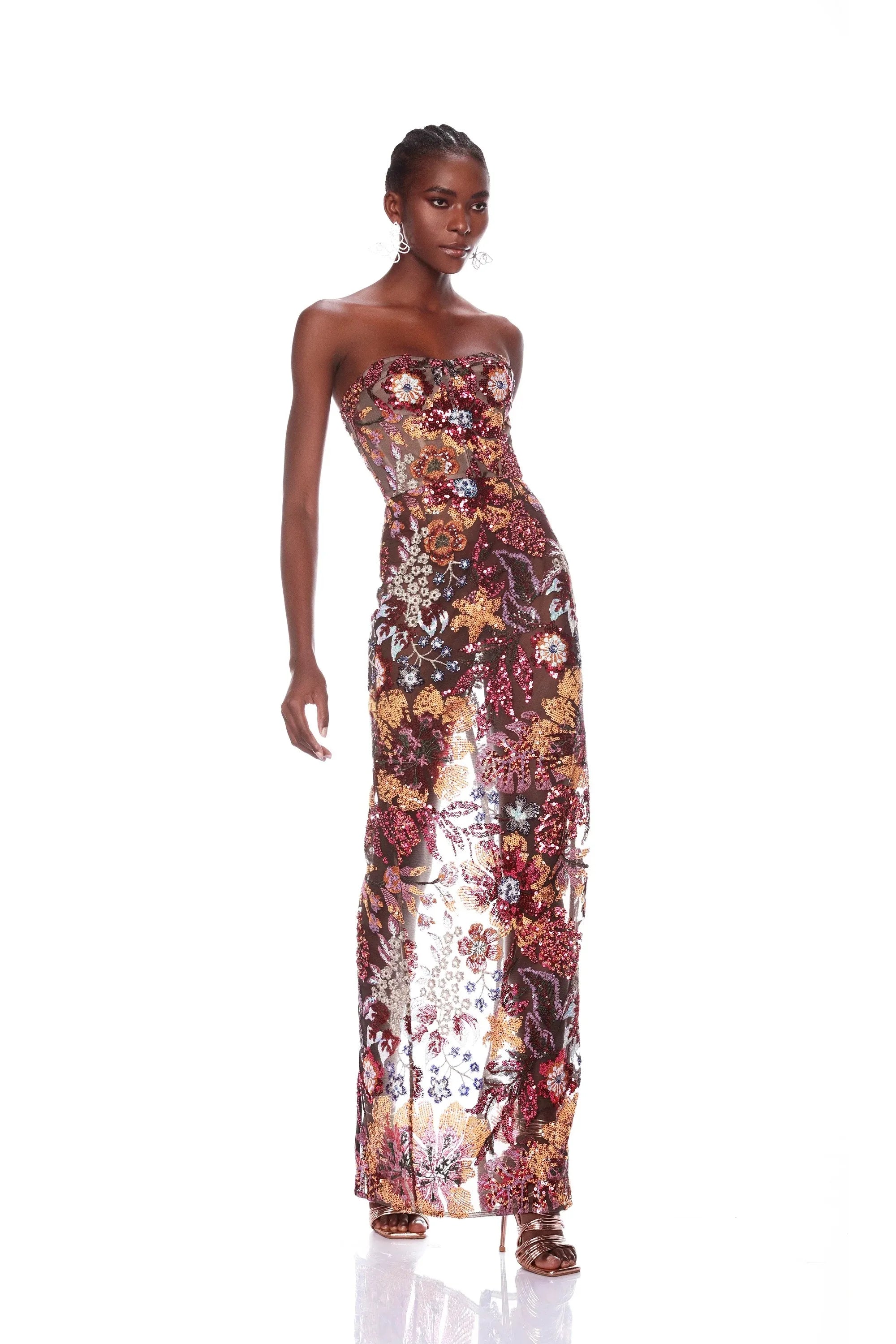 Women Sexy Off the Shoulder Embroidery Flowers Bodycon Mid-calf Dress Fashion Ruway Birthday Party Celebrate Dress Wholesale