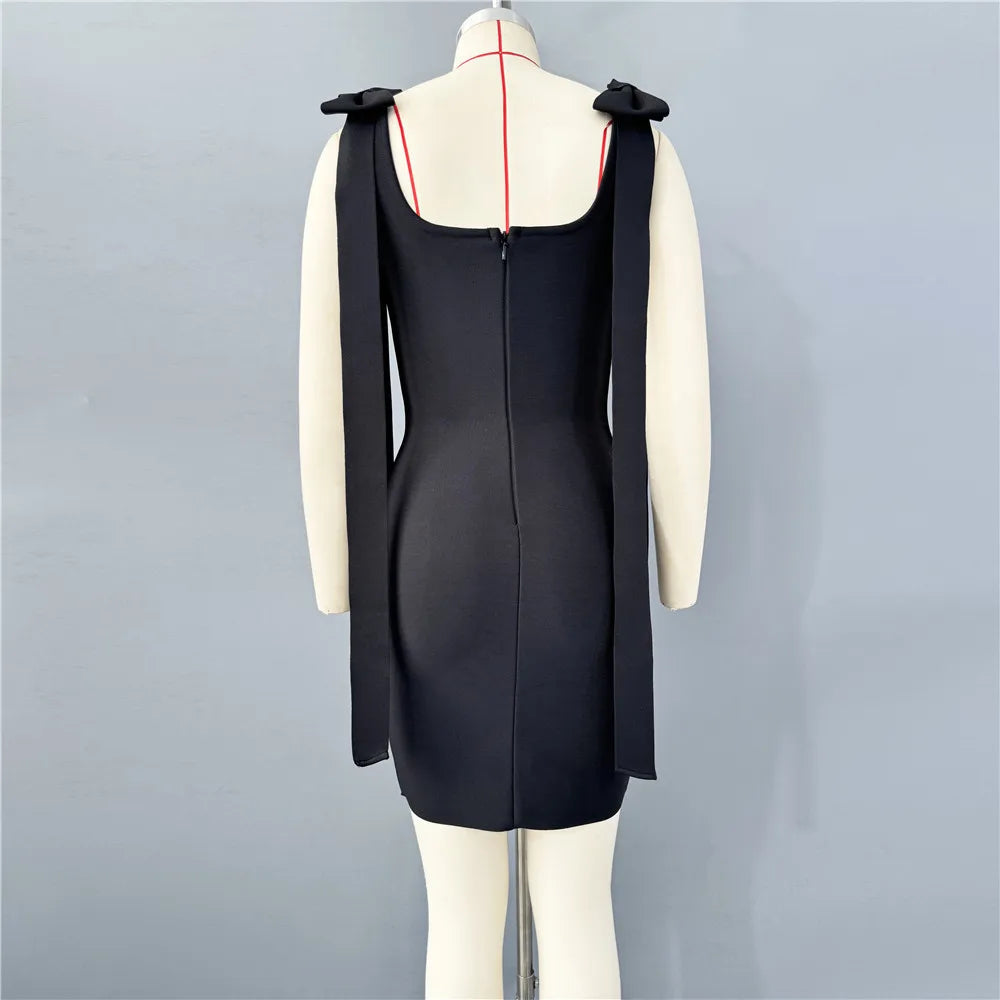 Women Celebrity Sexy Tank Diamonds Summer Black Mini Summer Bodycon Bandage Dress 2025 Elegant Evening Club Party Dress