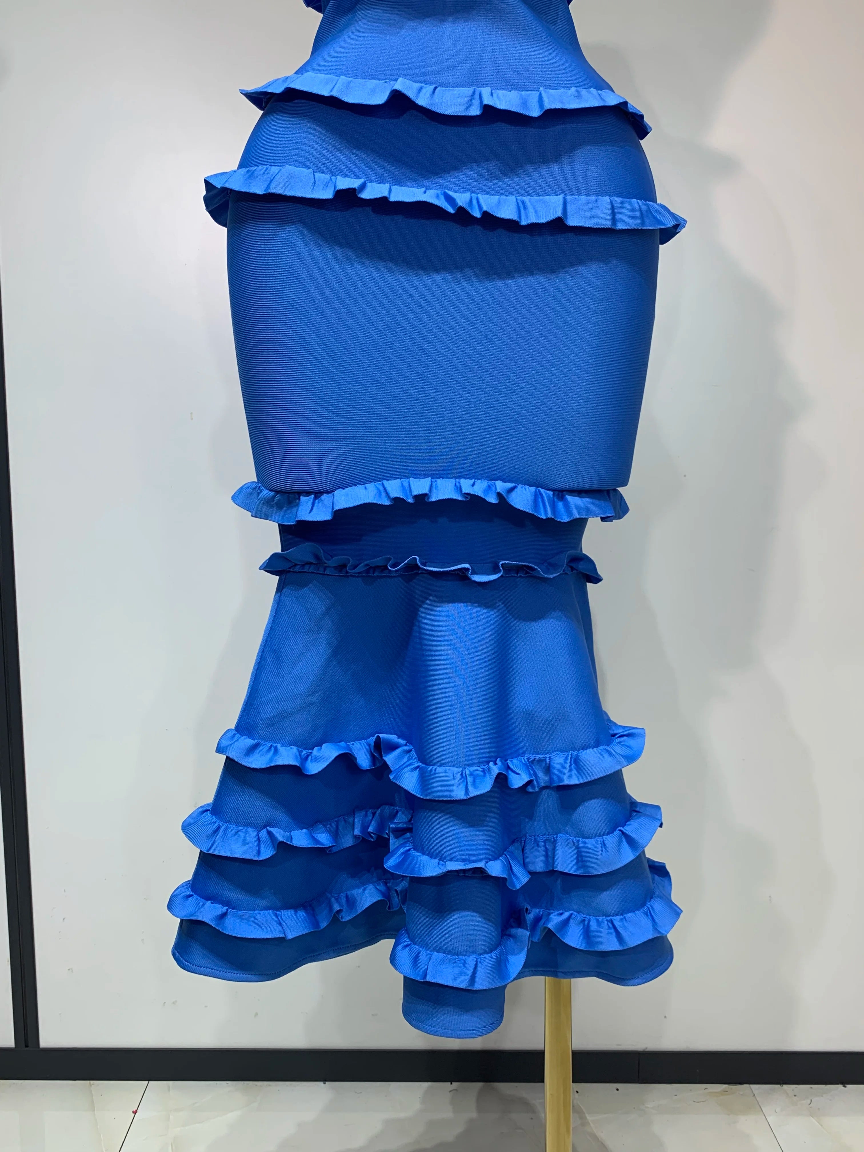 Women Sexy Backless Ruffles Bodycon Bandage Mermaid Dress 2025 Celebrate Evening Party Luxury Birthday Wedding Guest Dress