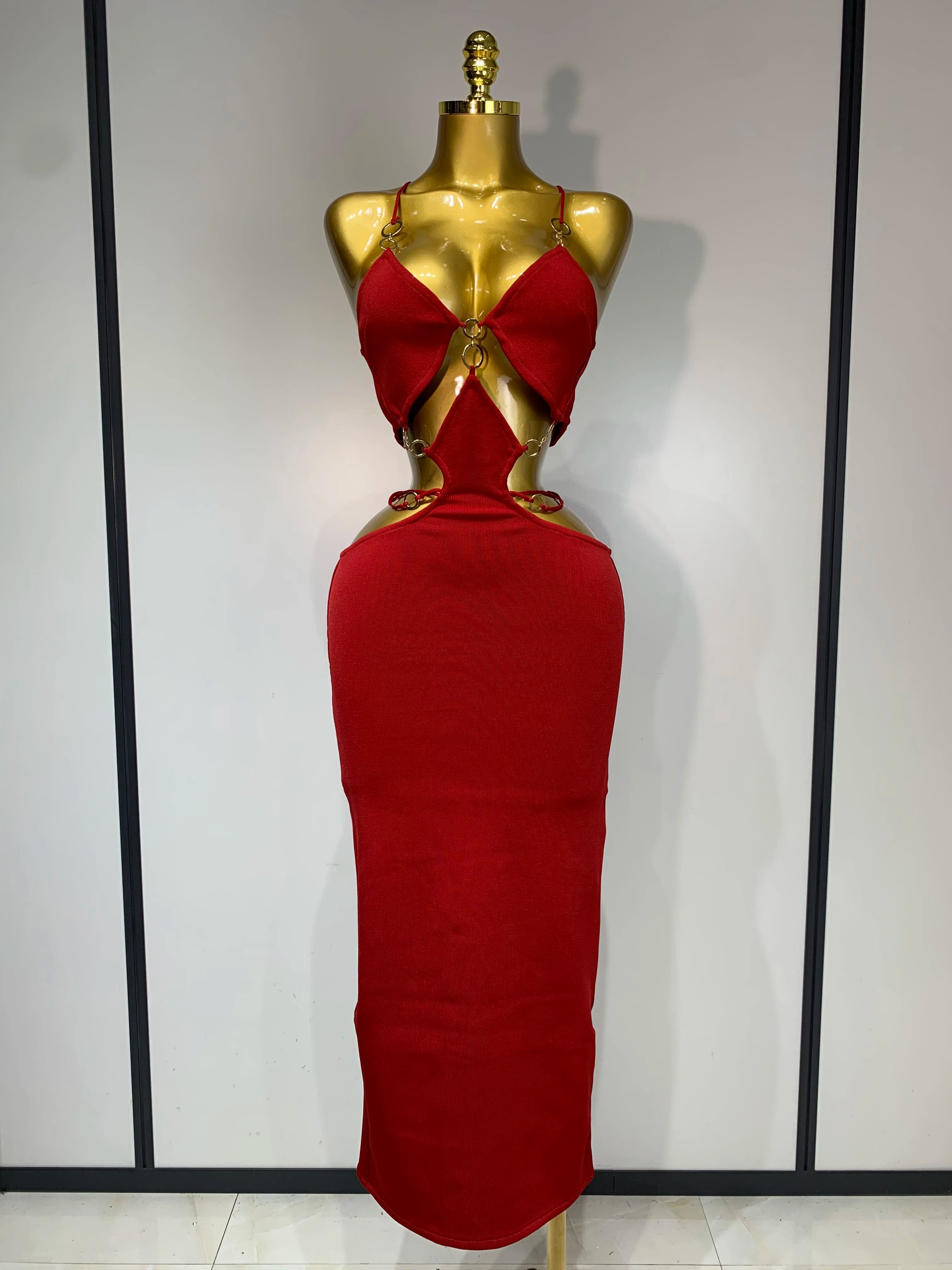 Women Sleeveless Sexy Spaghetti Strap Hollow Out Bodycon Long Bandage Dress 2025 Celebate Elegant Luxury Birthday Club Dresses