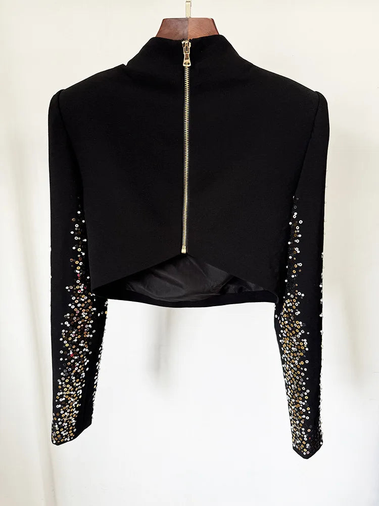 2025 New Autumn Women Long Sleeve Sexy Shinning Rhinestones 2 Pieces Bodycon Long Skirt Set Formal Evening Party Celebrate Set