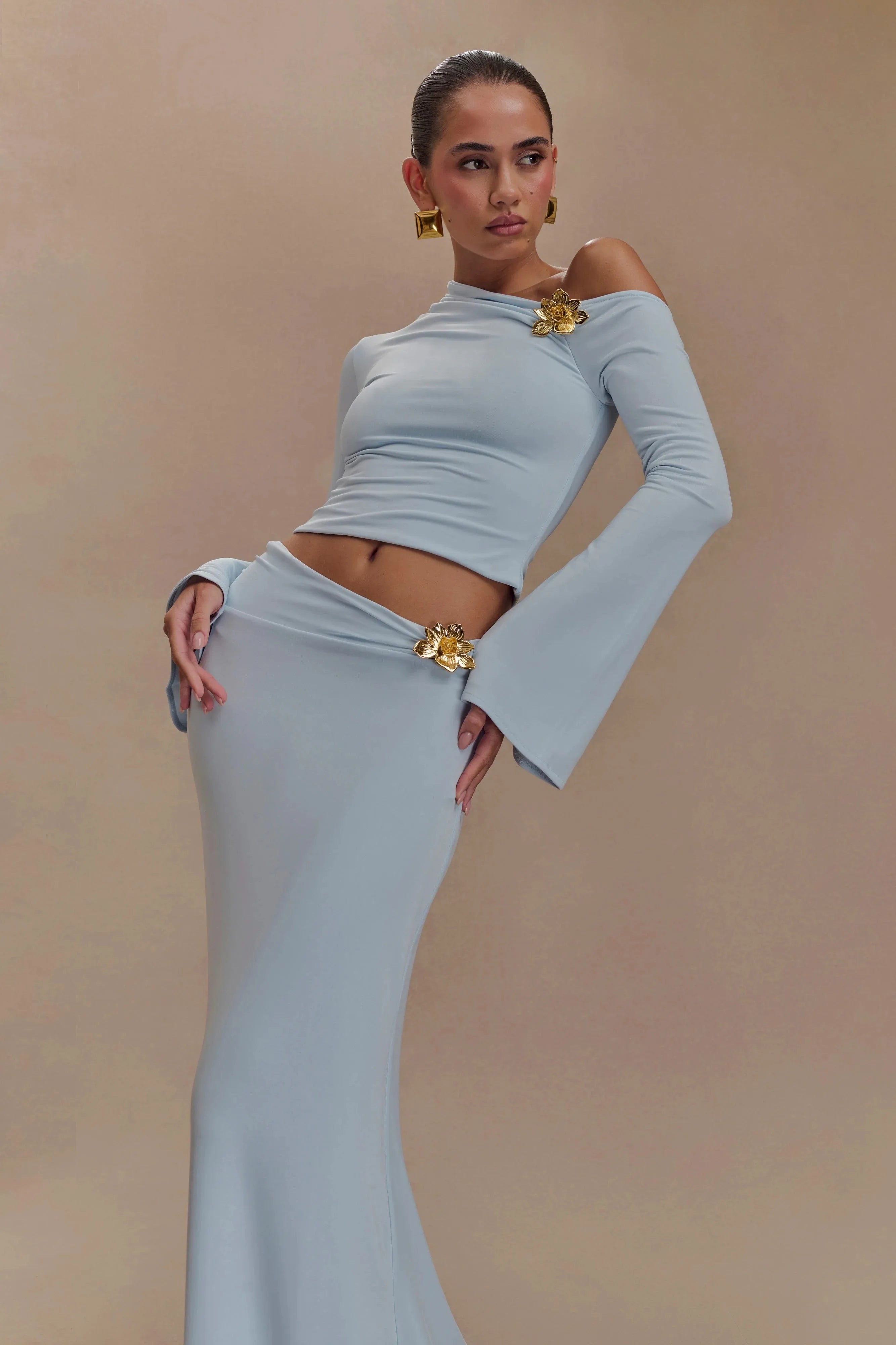 2025 New Arrival Women Long Sleeve Sexy 2 Pieces Bodycon Long Dress Celebrate Evening Party Cocktail Birthday Outfit