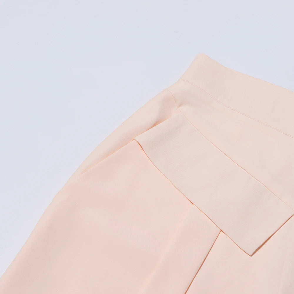 TWOTWINSTYLE Solid Minimalist Pants For Women High Waist Patchwork Folds Temperament Elegant Wide Leg Pant Female Fashion Cloth