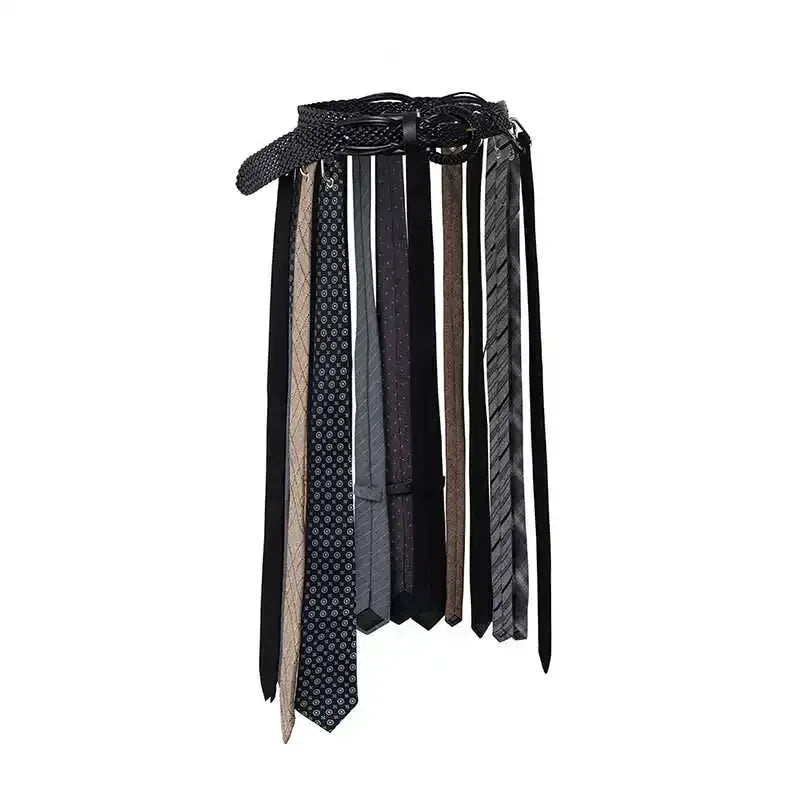 TWOTWINSTYLE colorblock fashion spliced Leather belt for women patchwork necktie Luxurious belts female Accessories style new