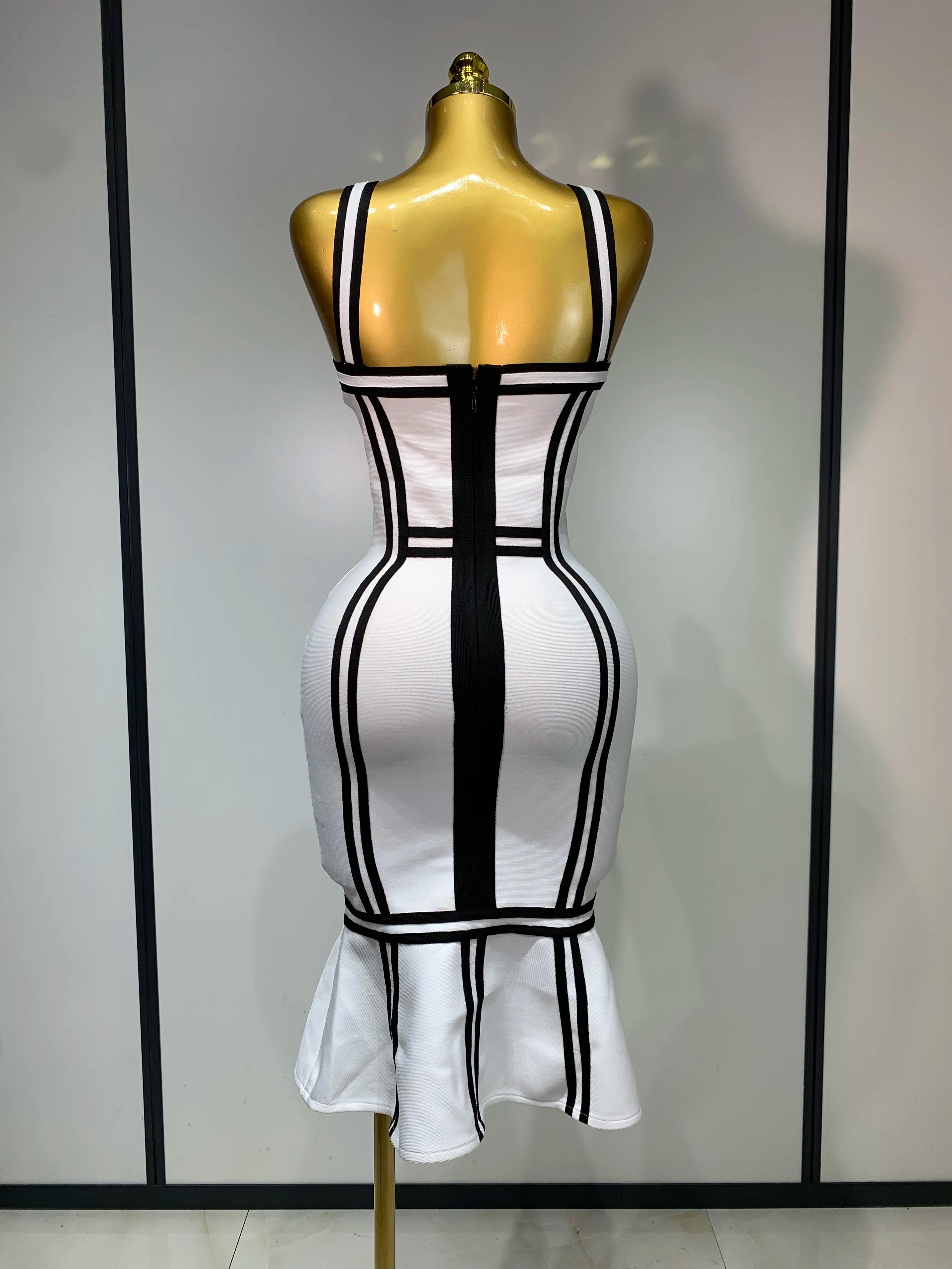 Women Sexy Backless Ruffled Edge Bodycon Bandage Dress 2025 Celebrity Elegant Evening Party Luxury Birthday Club Dress