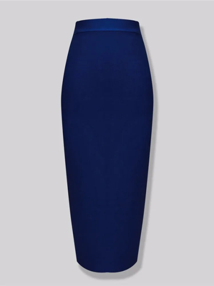 Women Candy Color Sexy Neon Green Pink Orange Yellow Pink Midi Knee Length Bandage Skirt Designer Pencil Skirt Faldas 78cm