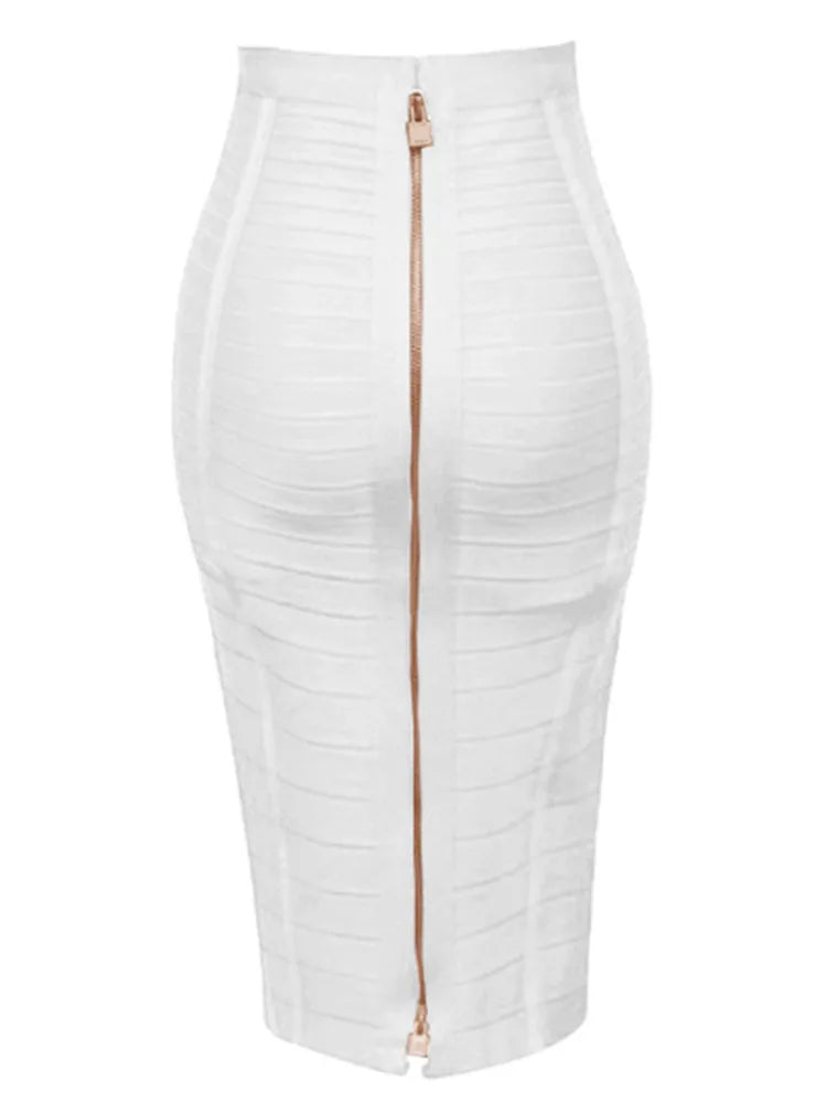 Shipping Plus Size XL XXL Summer Fashion Sexy Zipper Bandage Skirt 2022 Designer A Line Bodycon Pencil Skirt Faldas 58cm