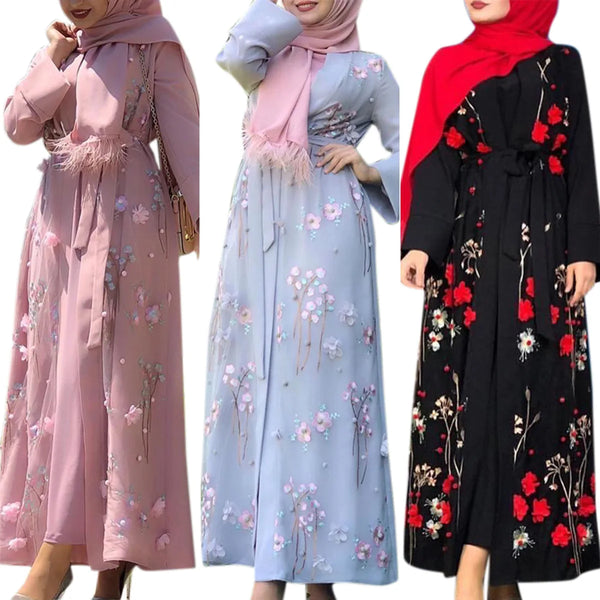 Ramadan Eid Women Muslim Open Cardigan Embroidery Dress Abayas Dubai Islam Kimono Clothing Robe Arab Turkey Kaftan Kaftan Caftan